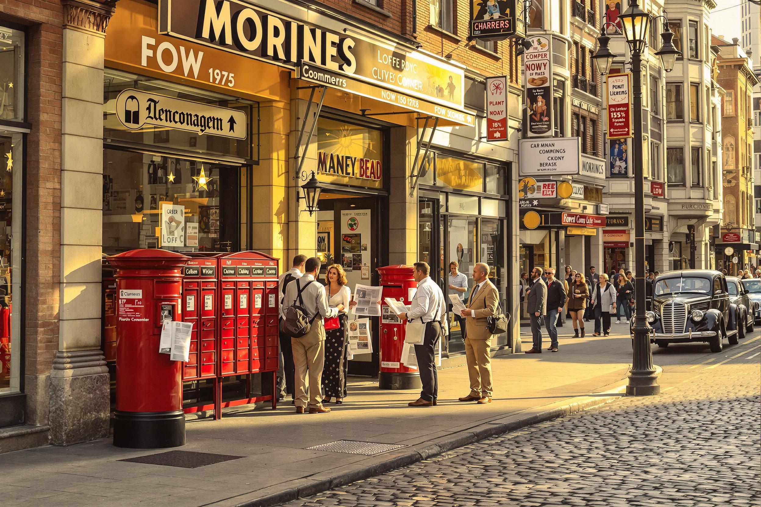 1930s City Morning at Newspaper Stand