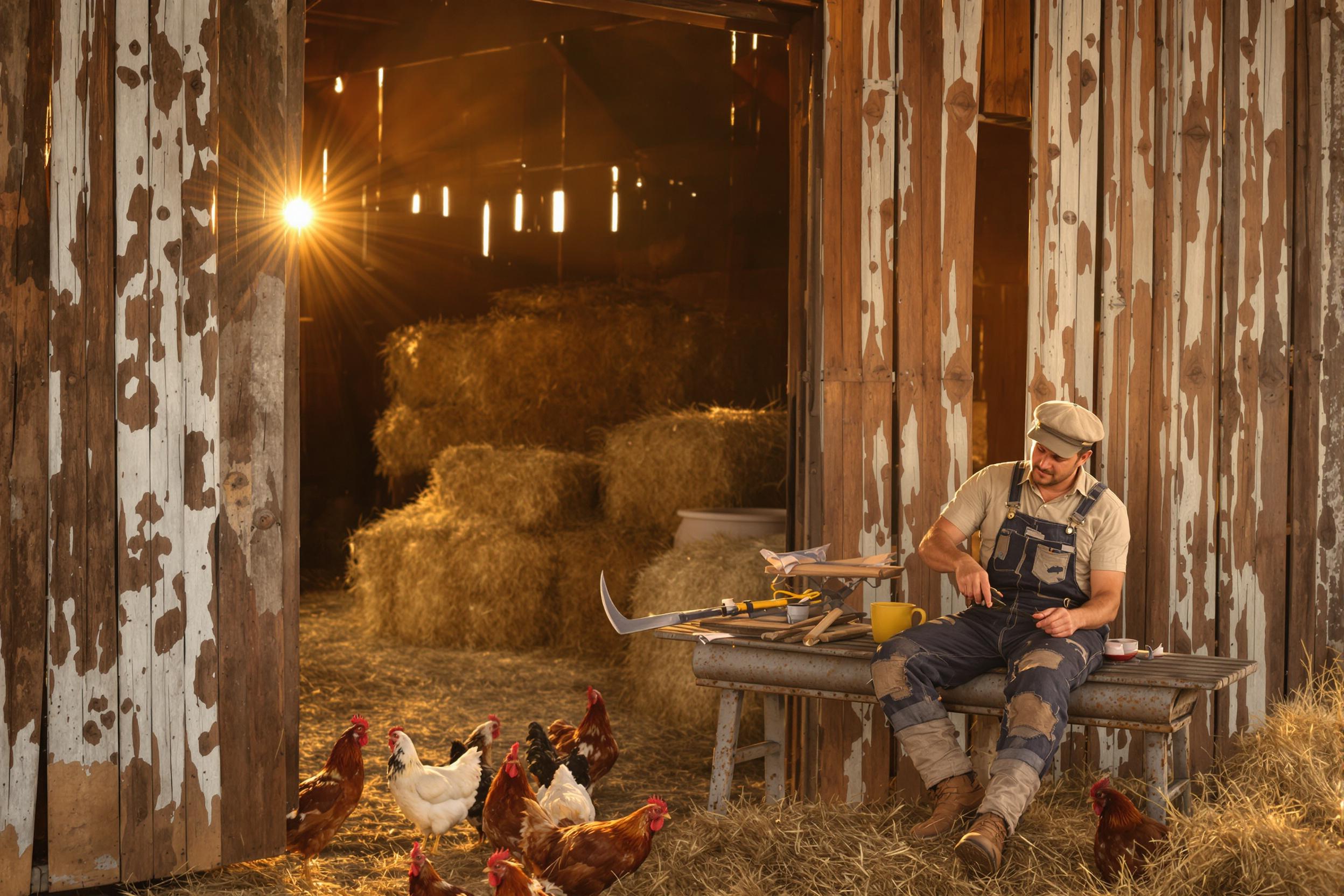 Late 1940s Barnyard Morning Scene