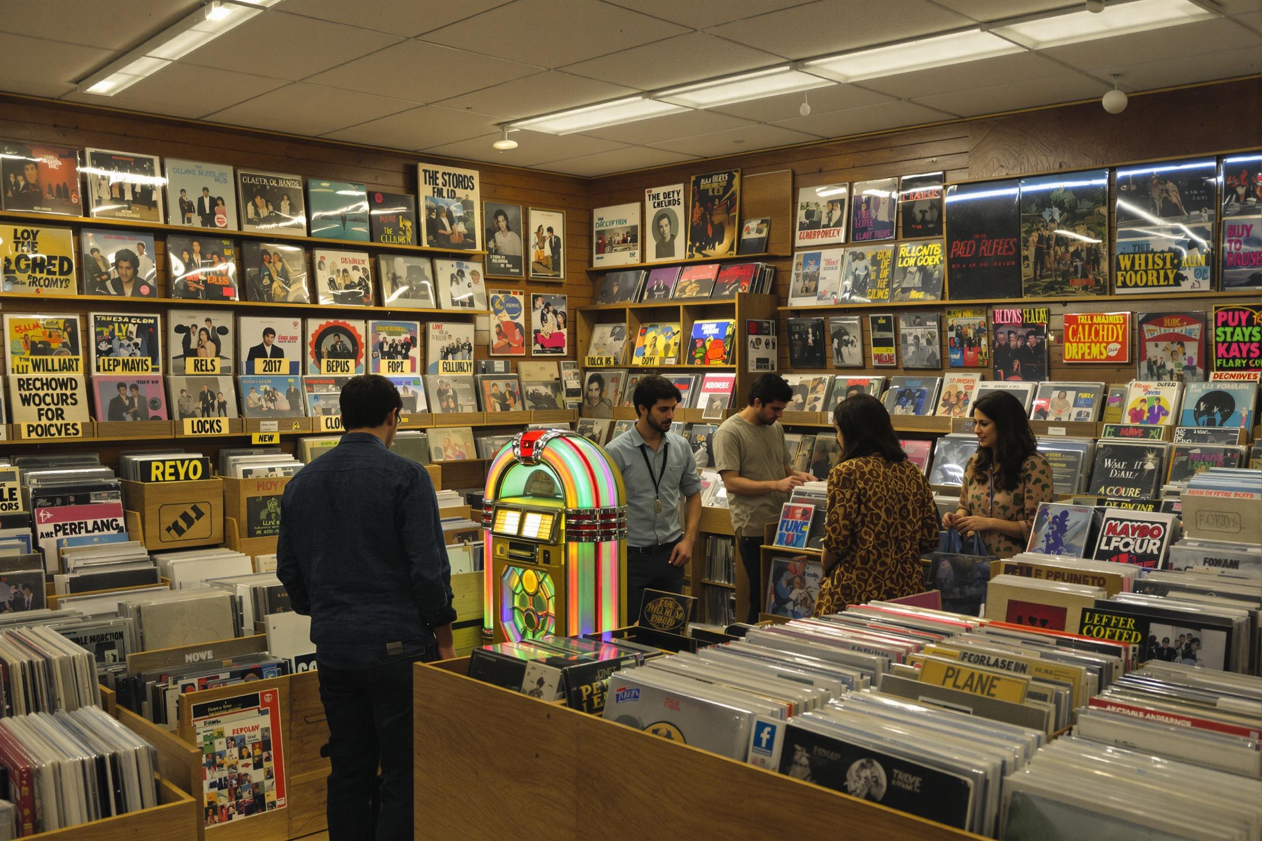 1960s Record Store Bustling with Nostalgic Discoveries