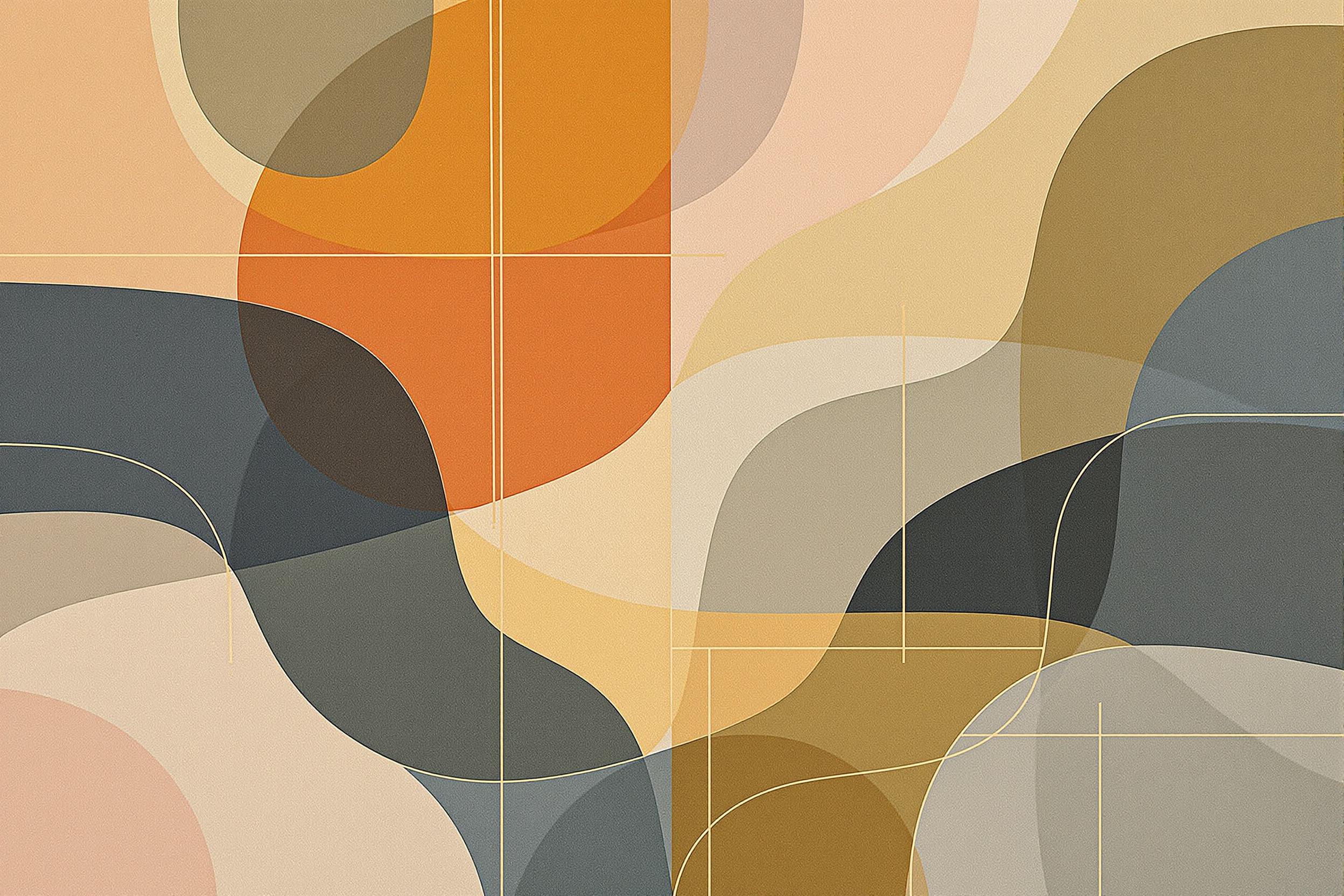 Abstract Interlocking Geometric Shapes in Soothing Tones