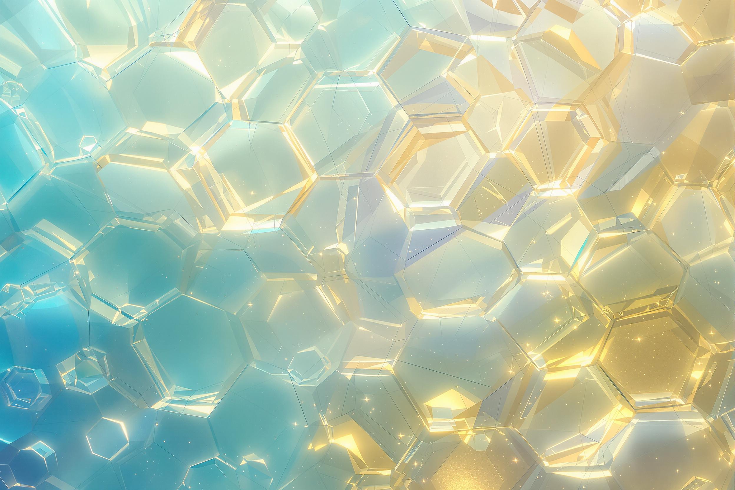 Luminous Abstract of Interwoven Honeycomb Rings