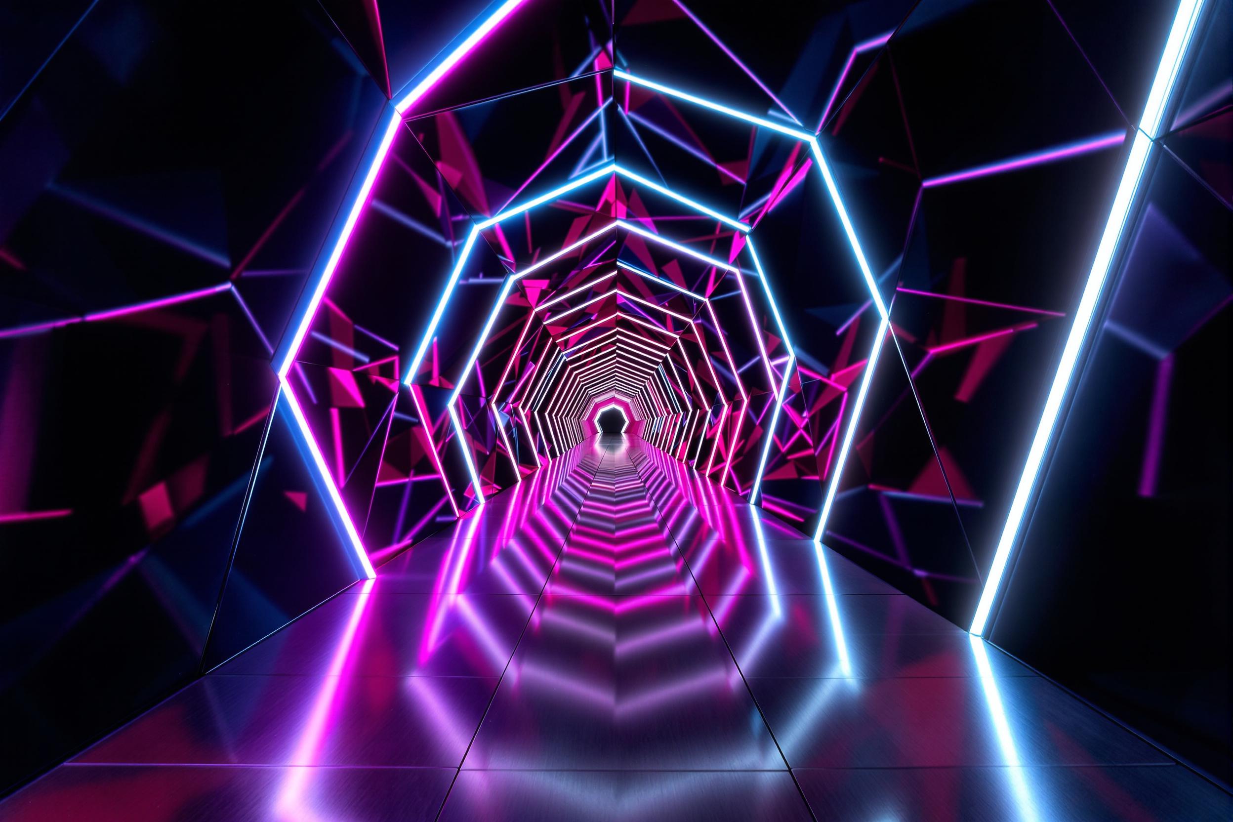 Vivid Neon Geometric Tunnel