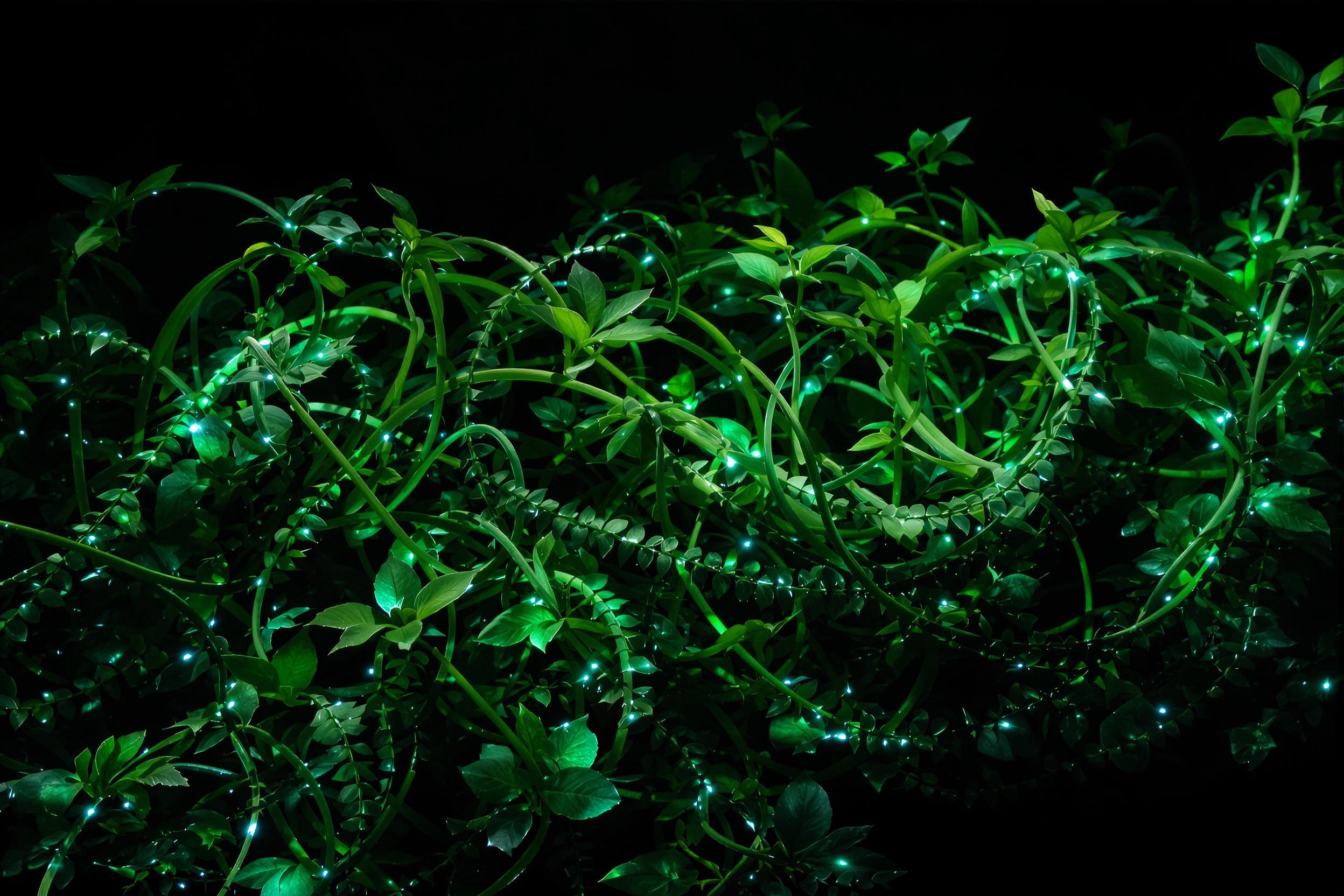 Bioluminescent Maze in Plant Stems