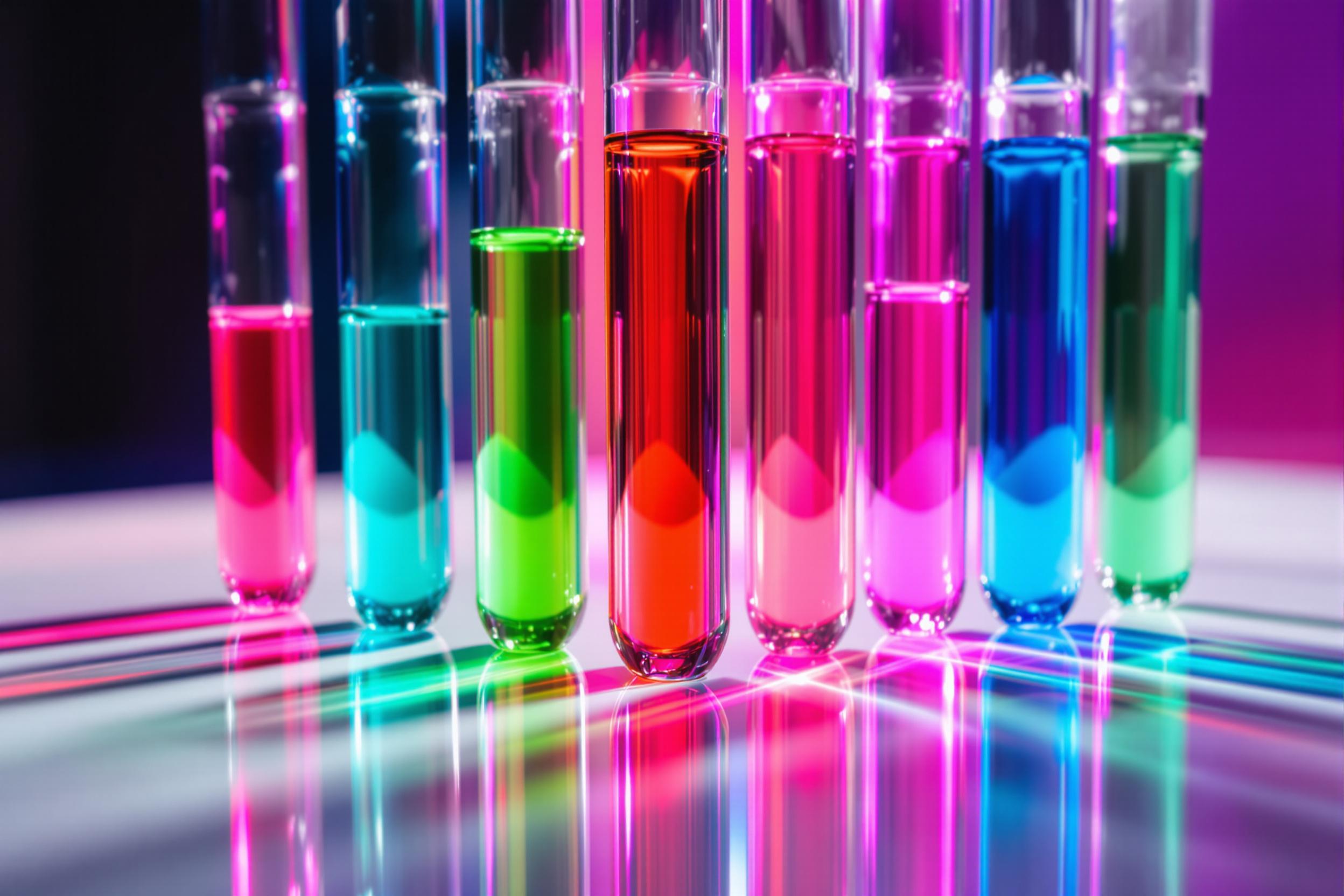 Abstract Test Tubes Filled with Vivid Liquids