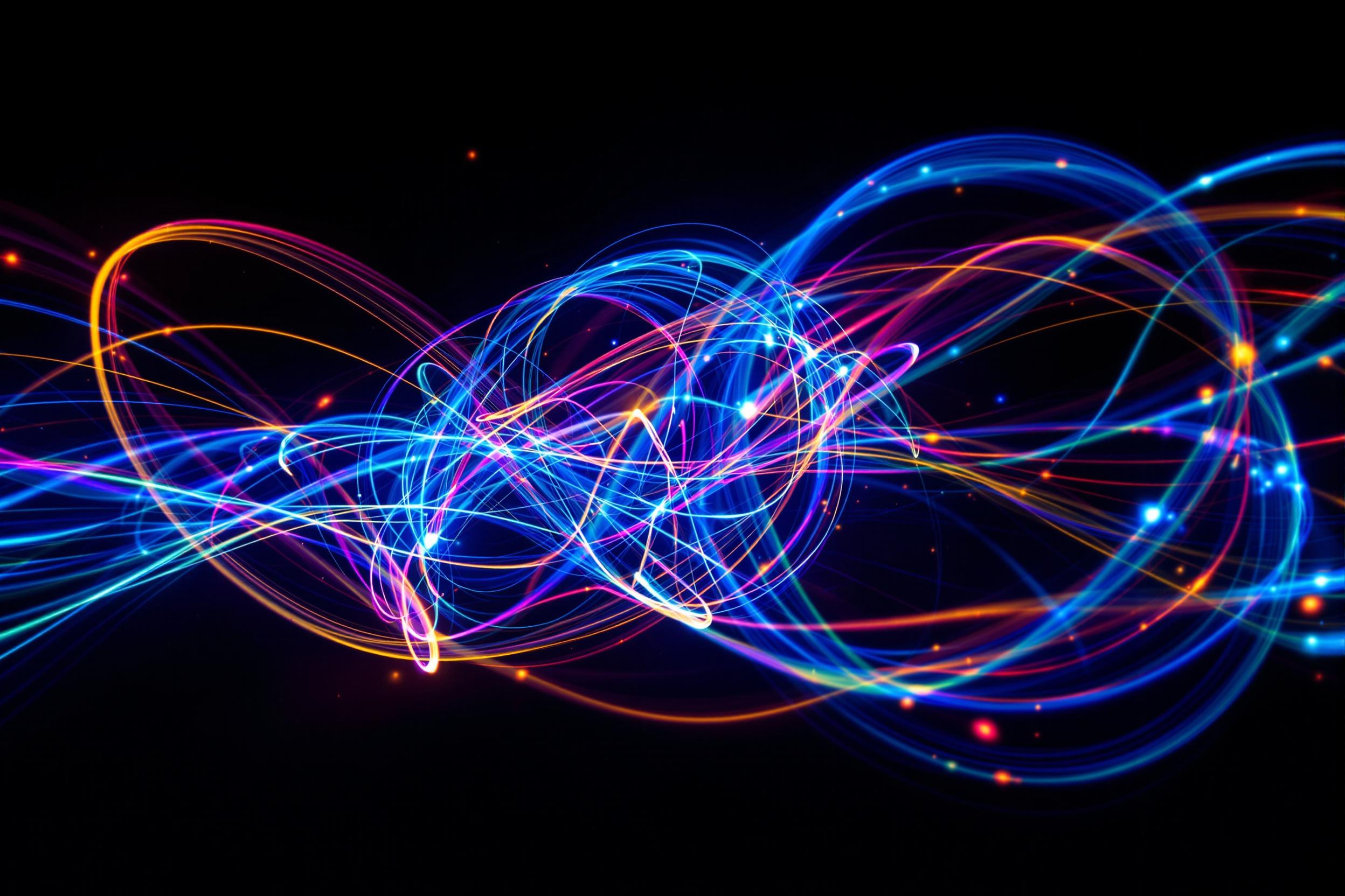 Quantum Entanglement: Abstract Fiber Optic Light Trails