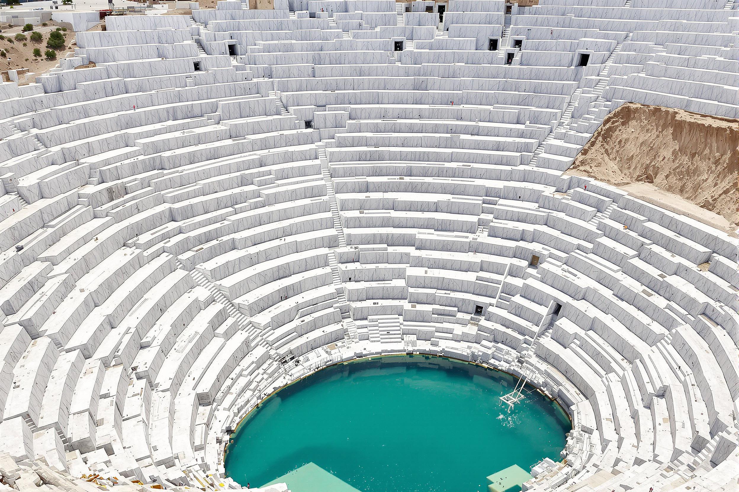 Aerial View of Marble Quarry and Turquoise Pools