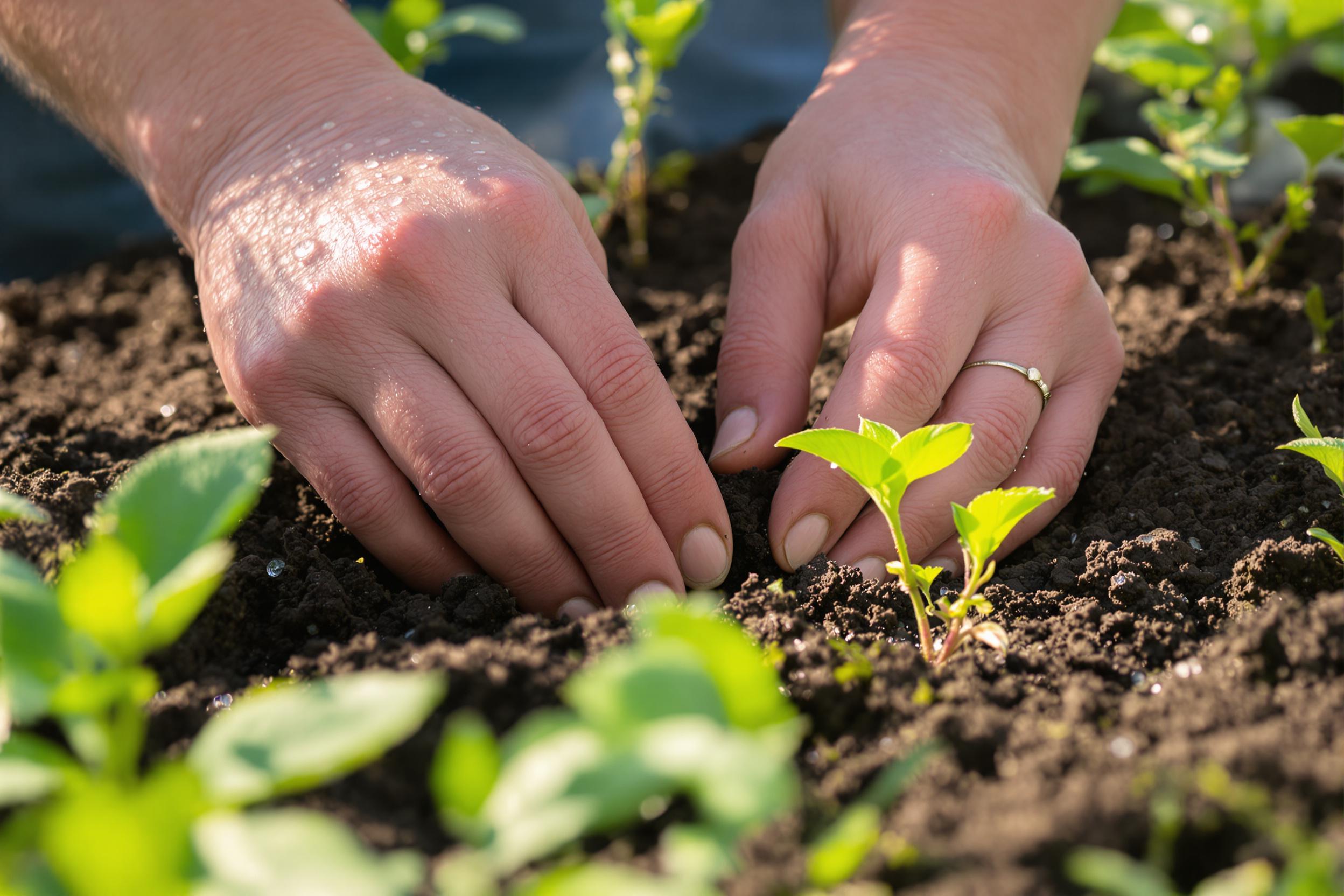 Farmer Planting Seeds in Rich Soil