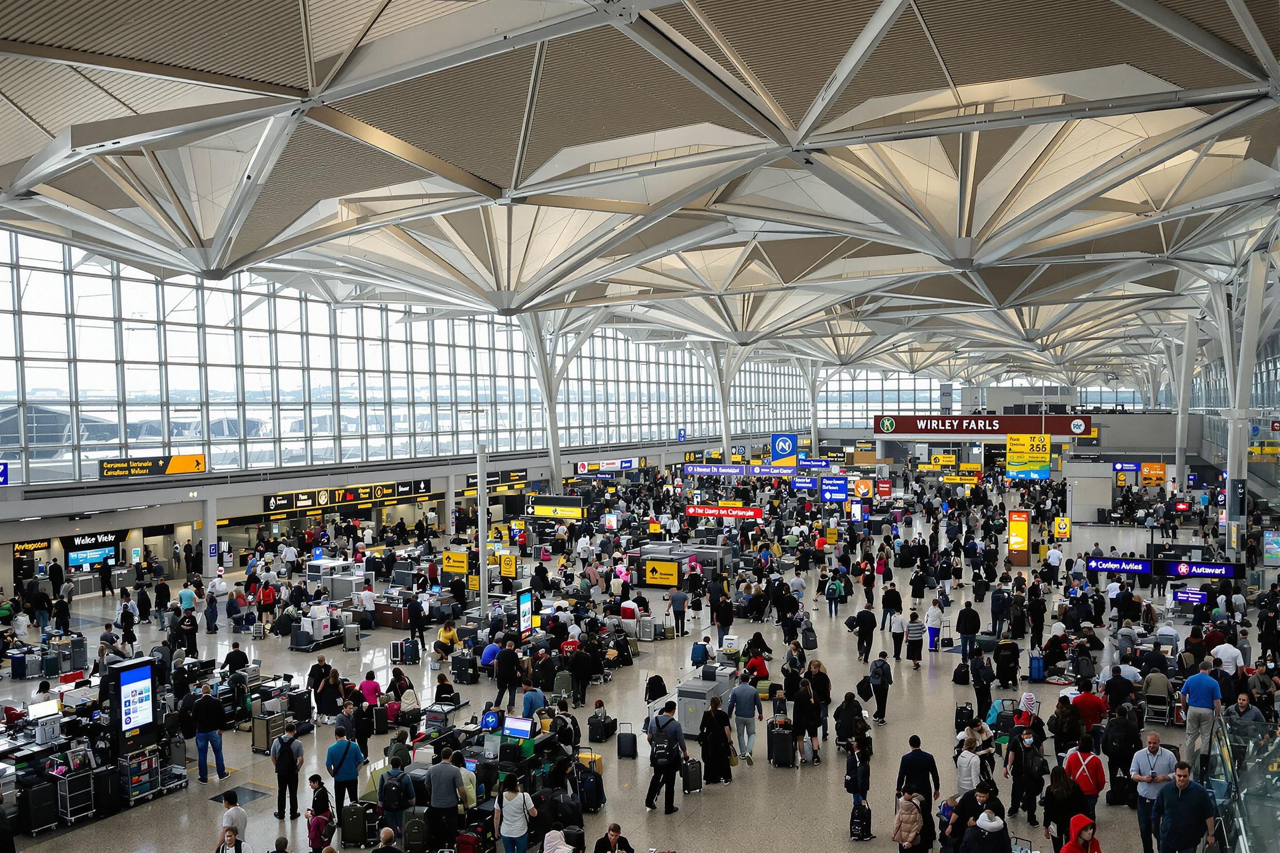 Dynamic Airport Terminal Filled with Travelers