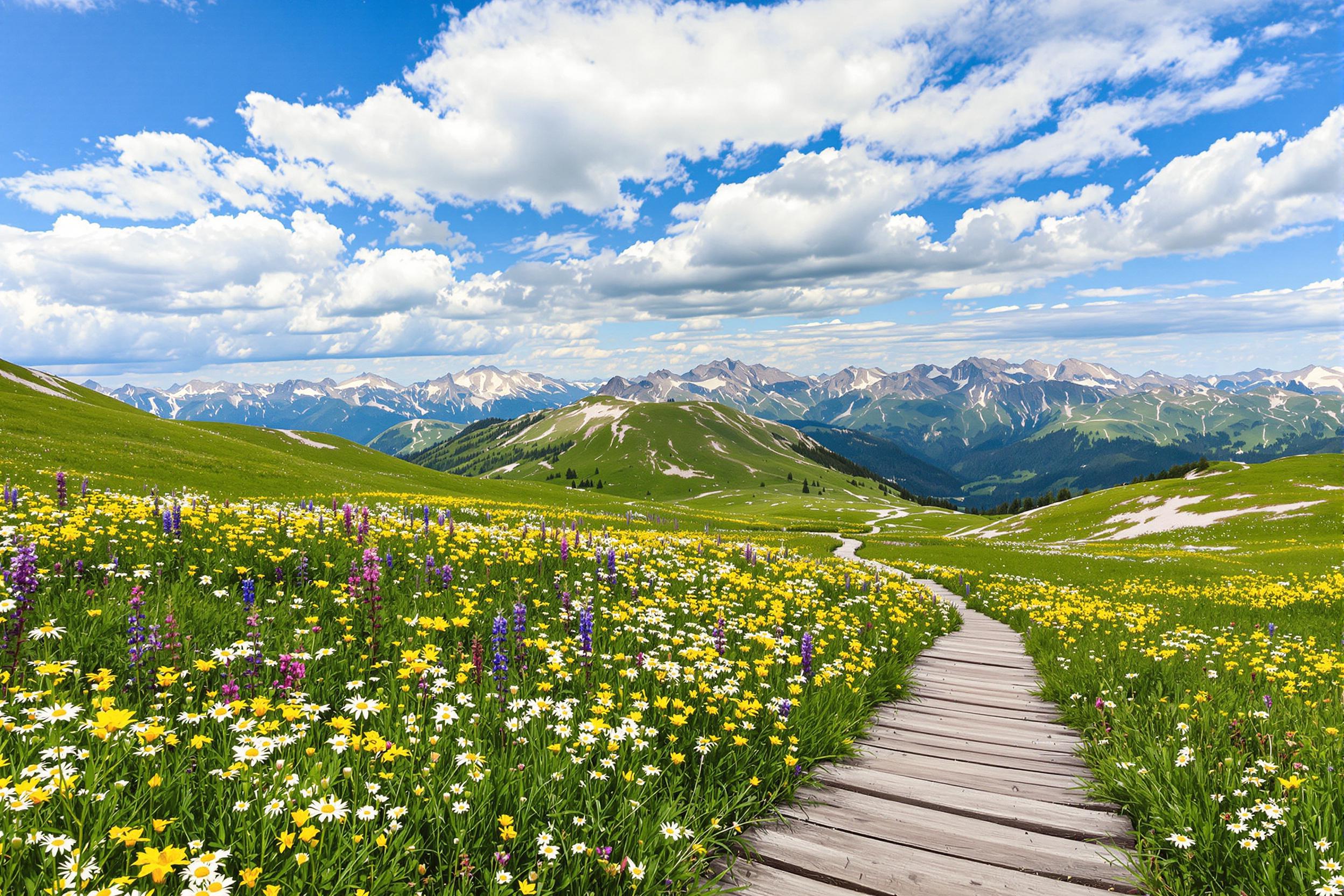 Alpine Meadow Filled with Wildflowers