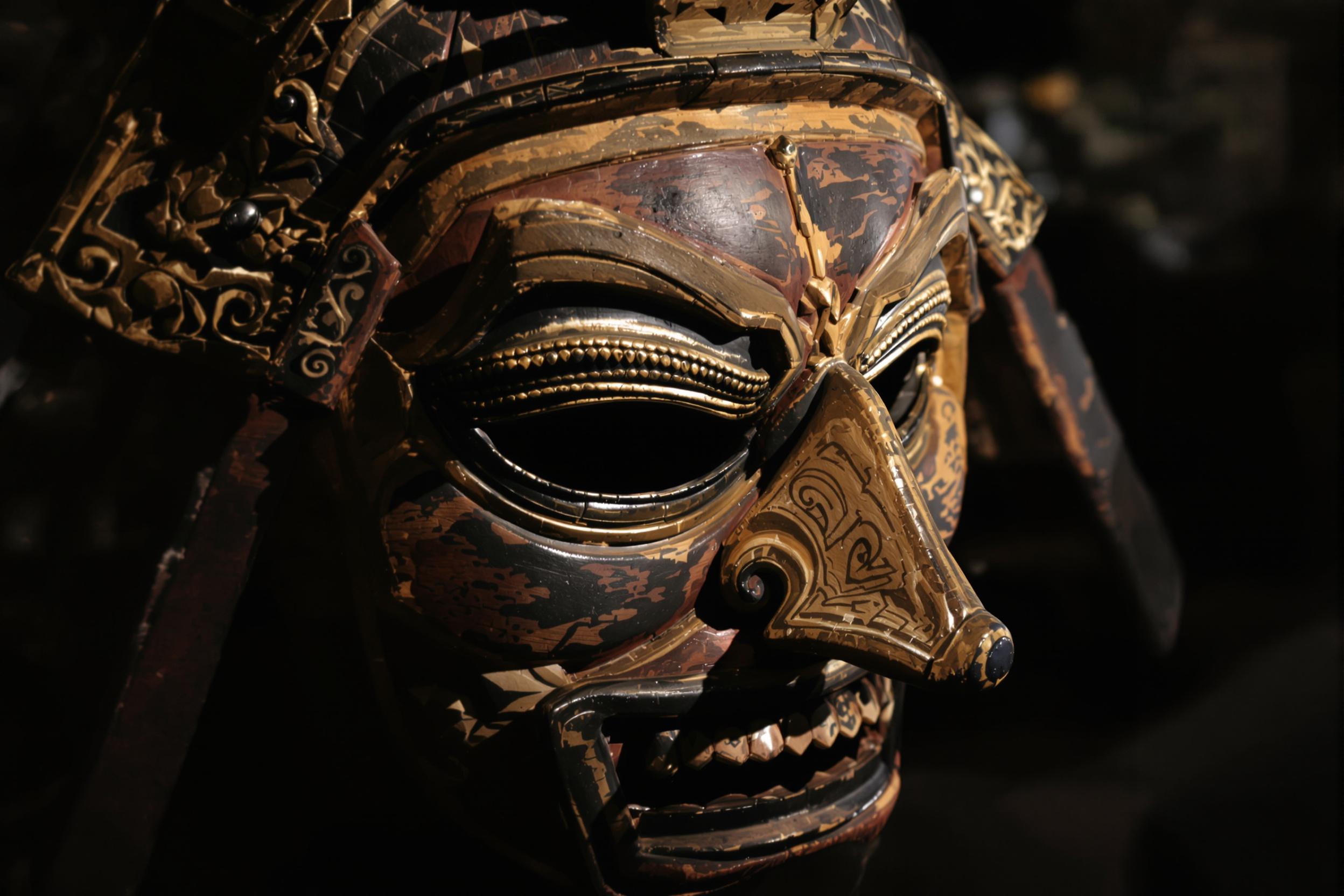 Intricately Detailed Ancient Samurai Mask