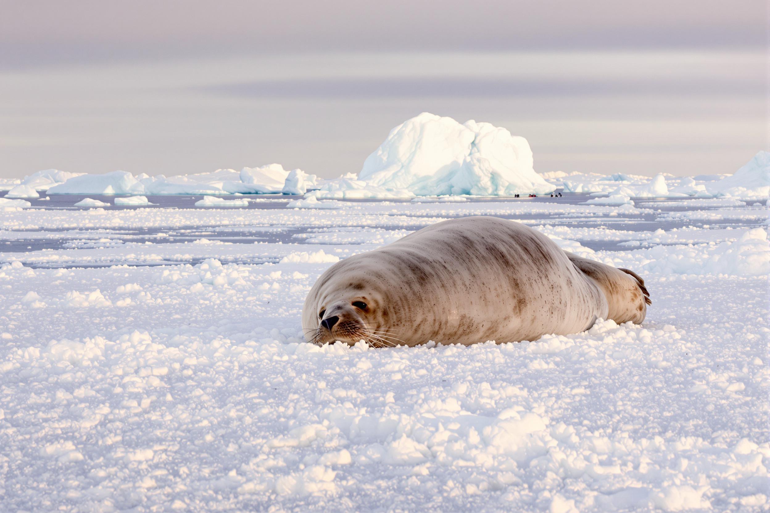 Majestic Elephant Seal Basking on Antarctic Ice