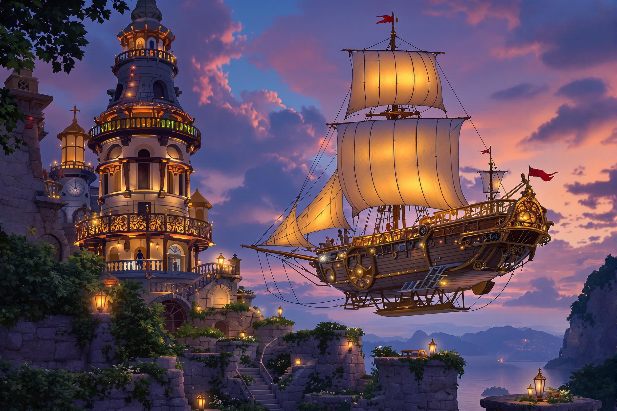 Antique Airship Docking Tower at Twilight