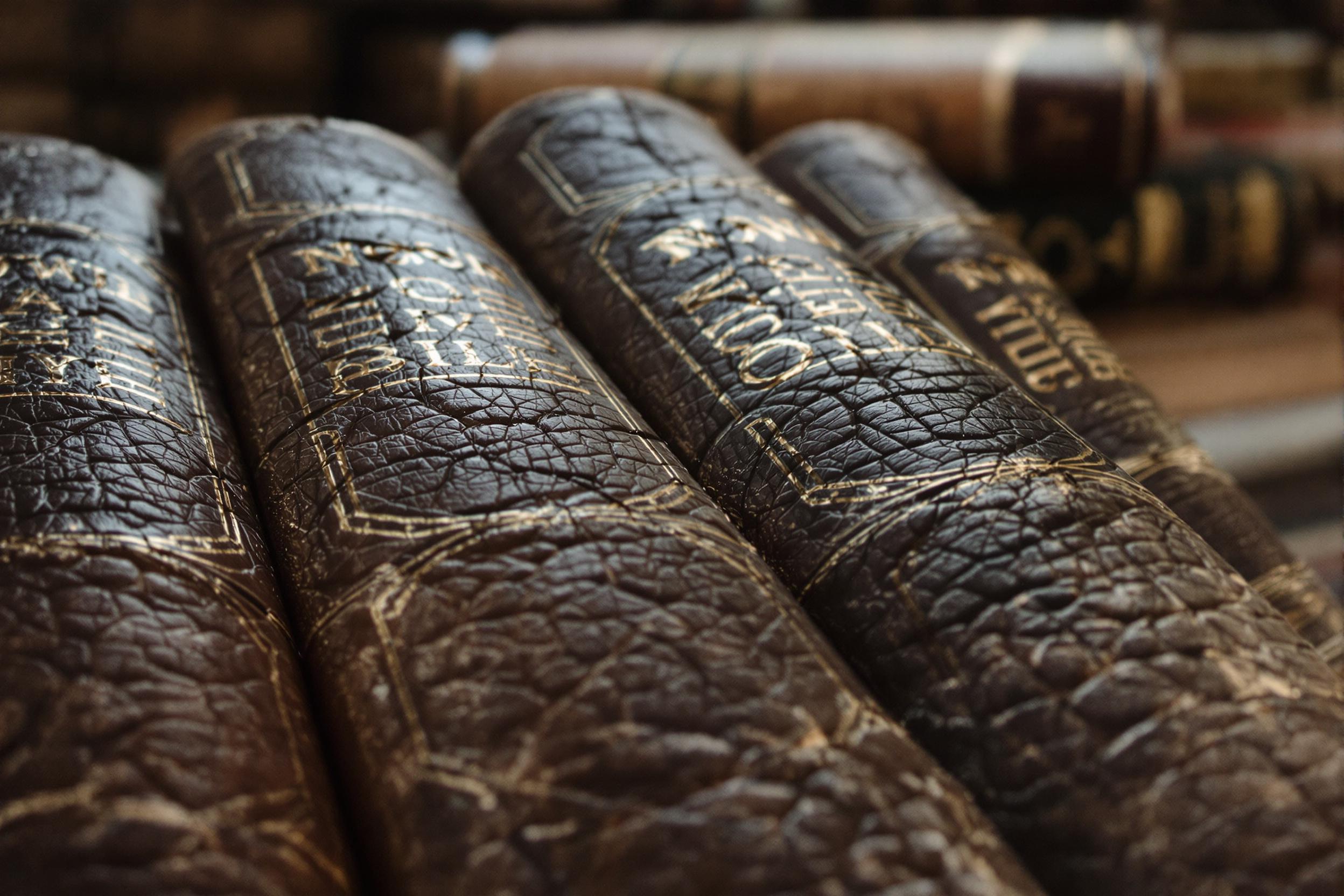 Close-Up of Weathered Antique Books