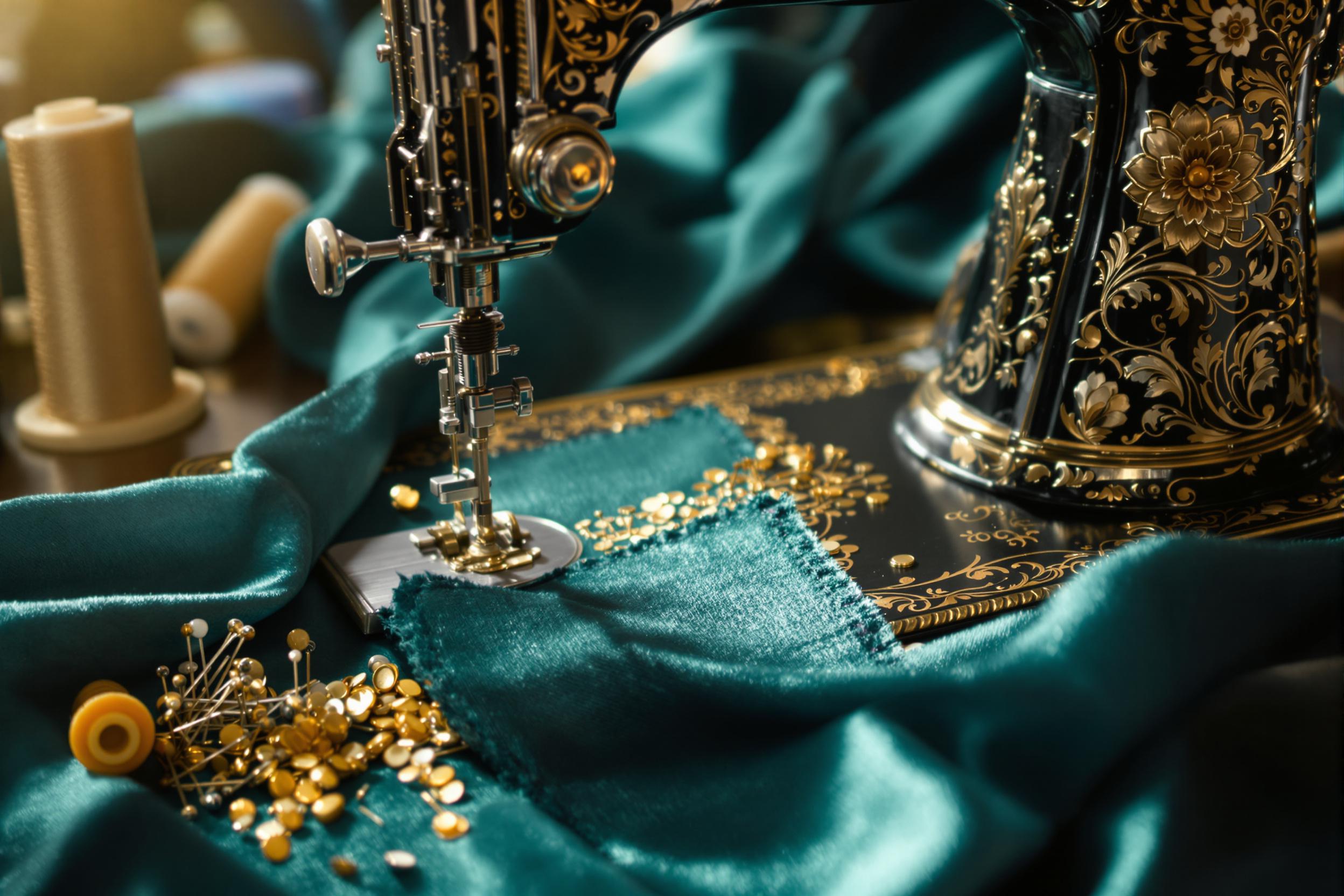 Intricate antique sewing machine details