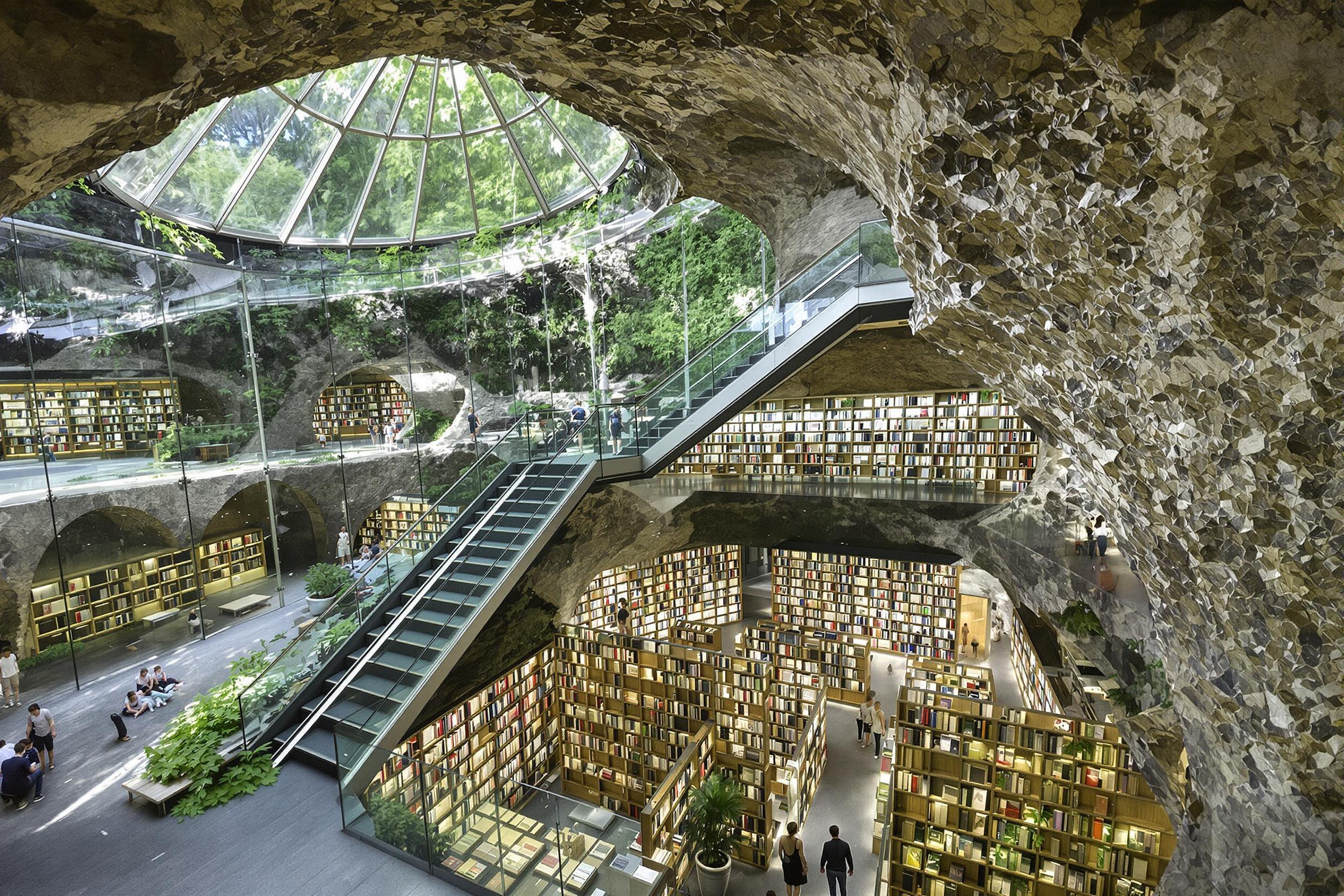 Subterranean Modernism: Underground Library Oasis