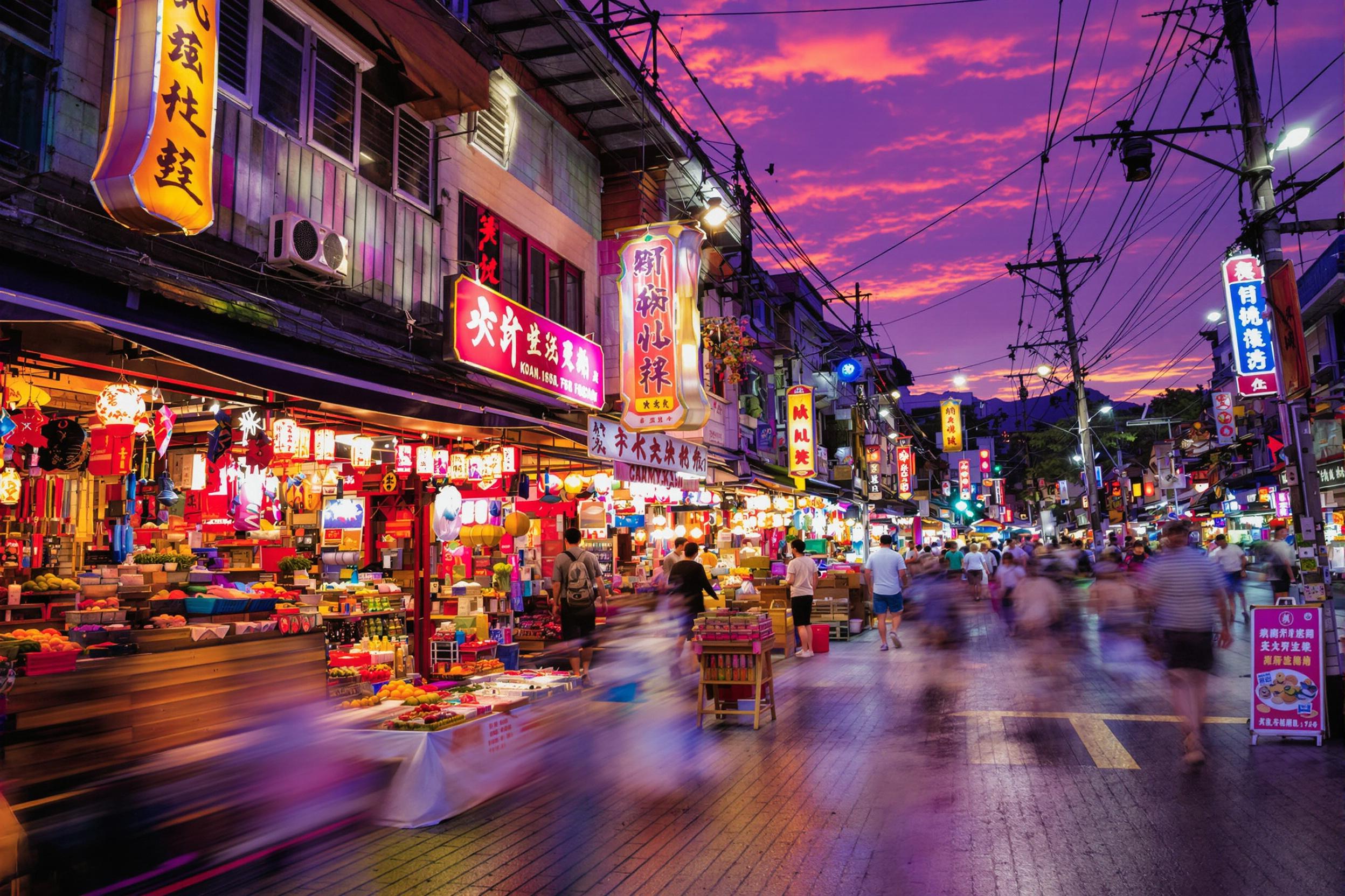 Vibrant Twilight Market in Asia