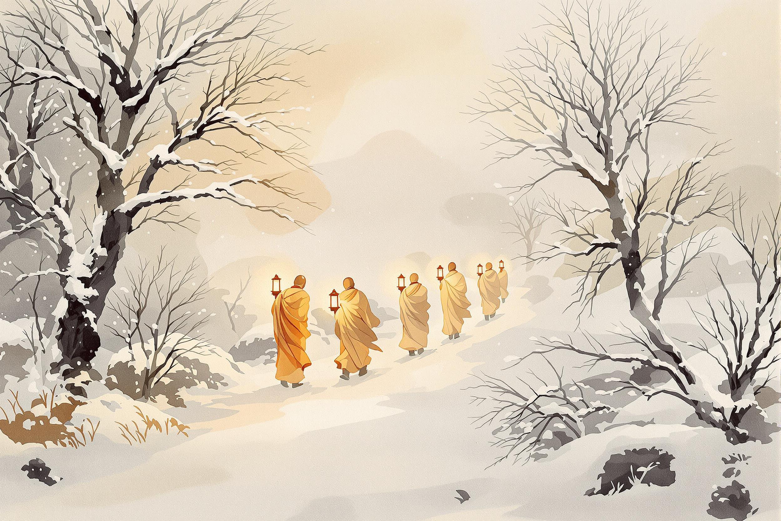 Winter Procession of Lantern-Bearing Monks