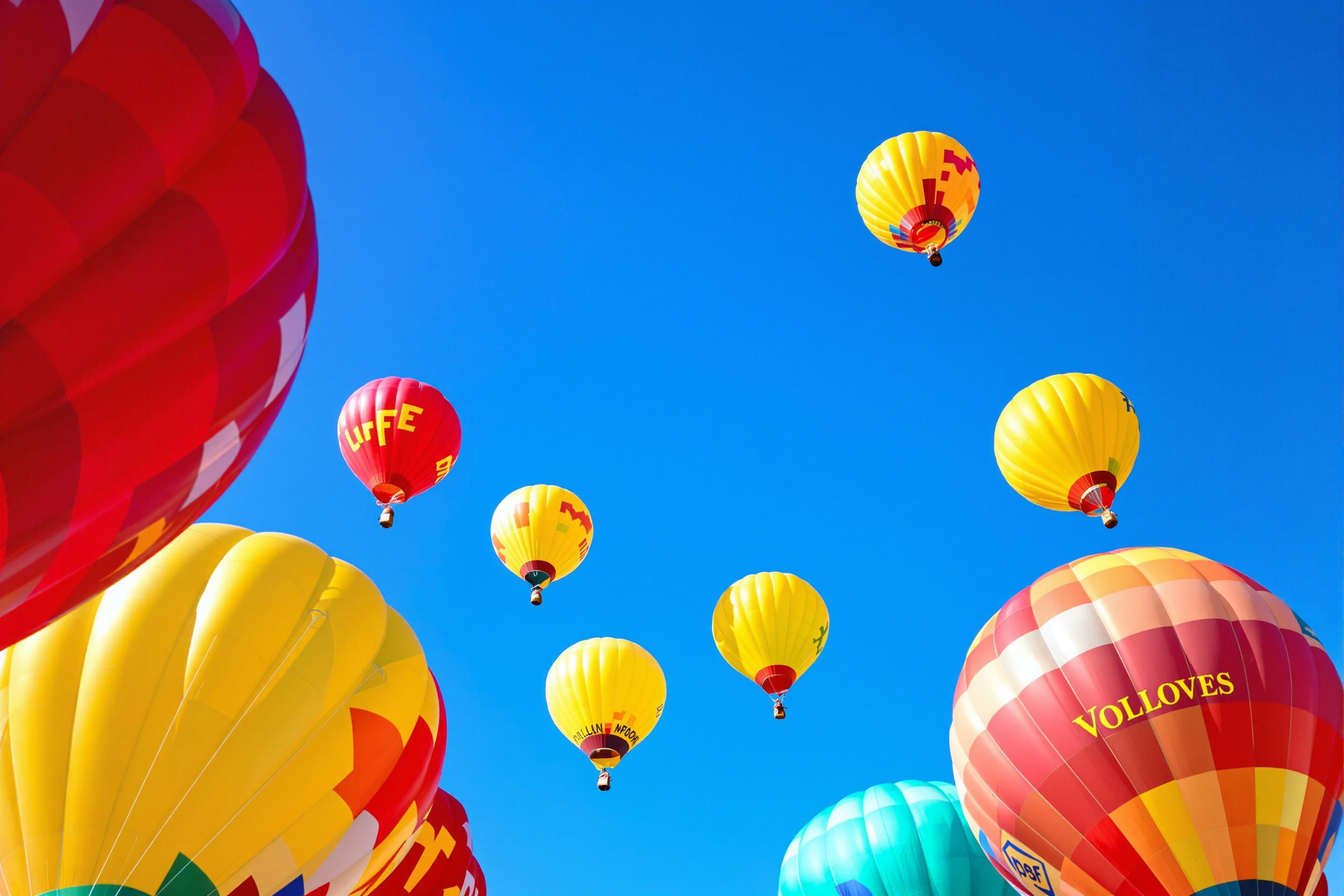 Ascending Balloons Against Azure Skies