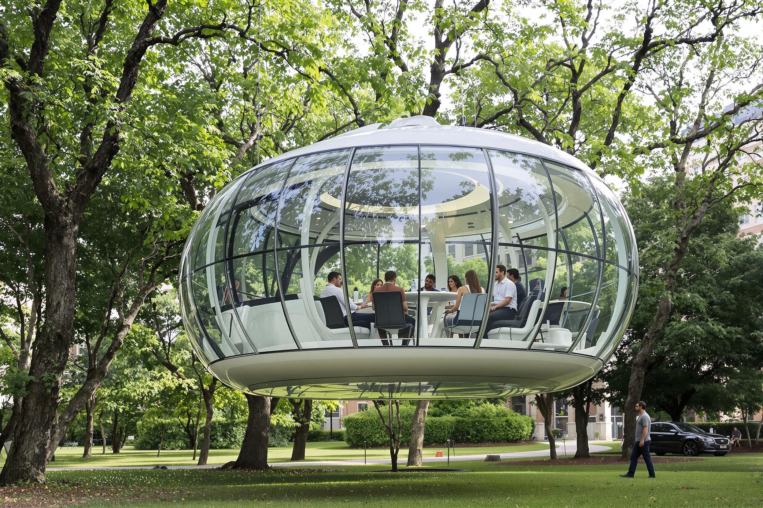 Innovative Floating Meeting Pod in Urban Park