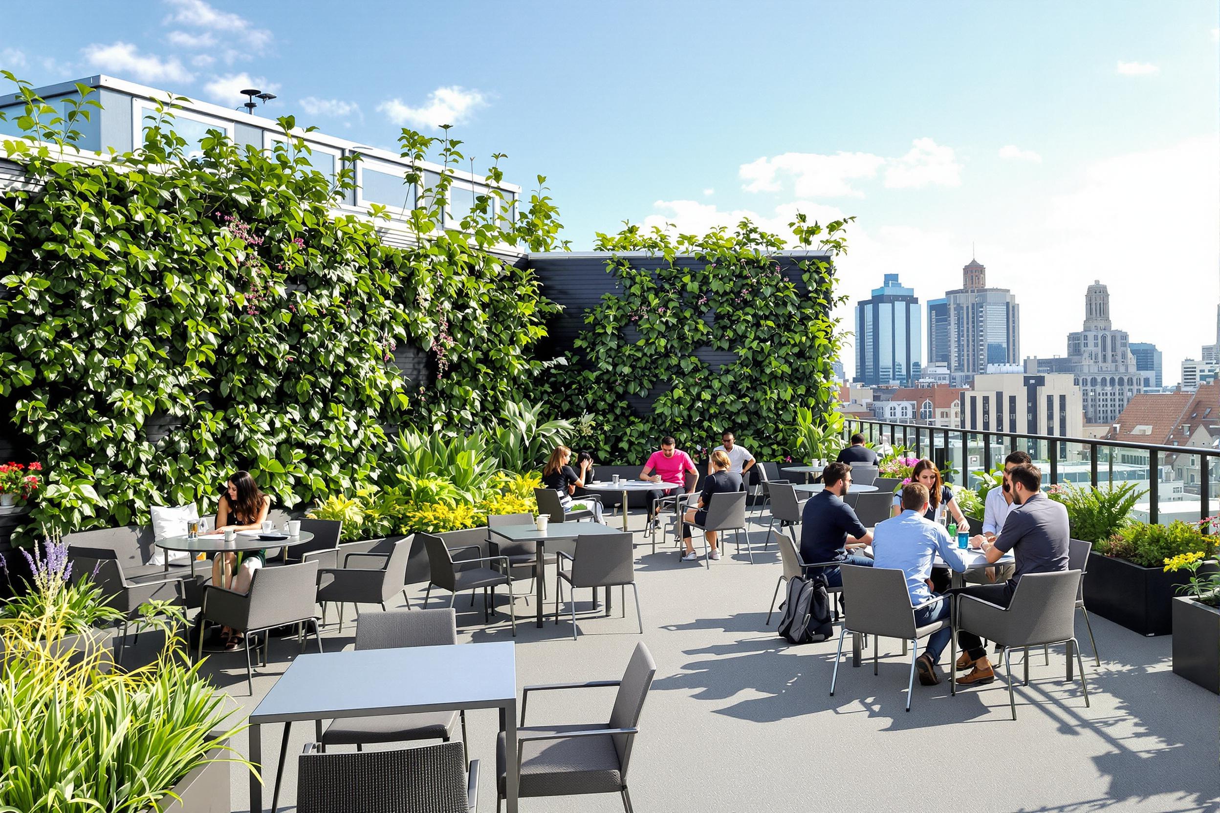 Innovative Rooftop Garden Workspace: Urban Business Oasis