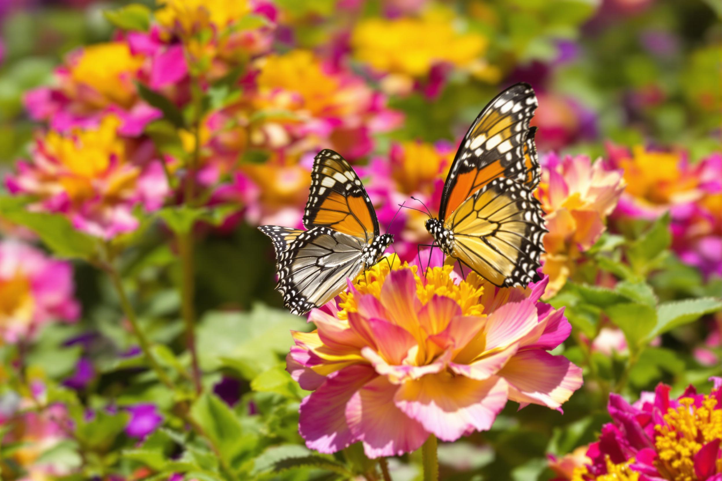 Vibrant Butterflies in a Lush Summer Garden