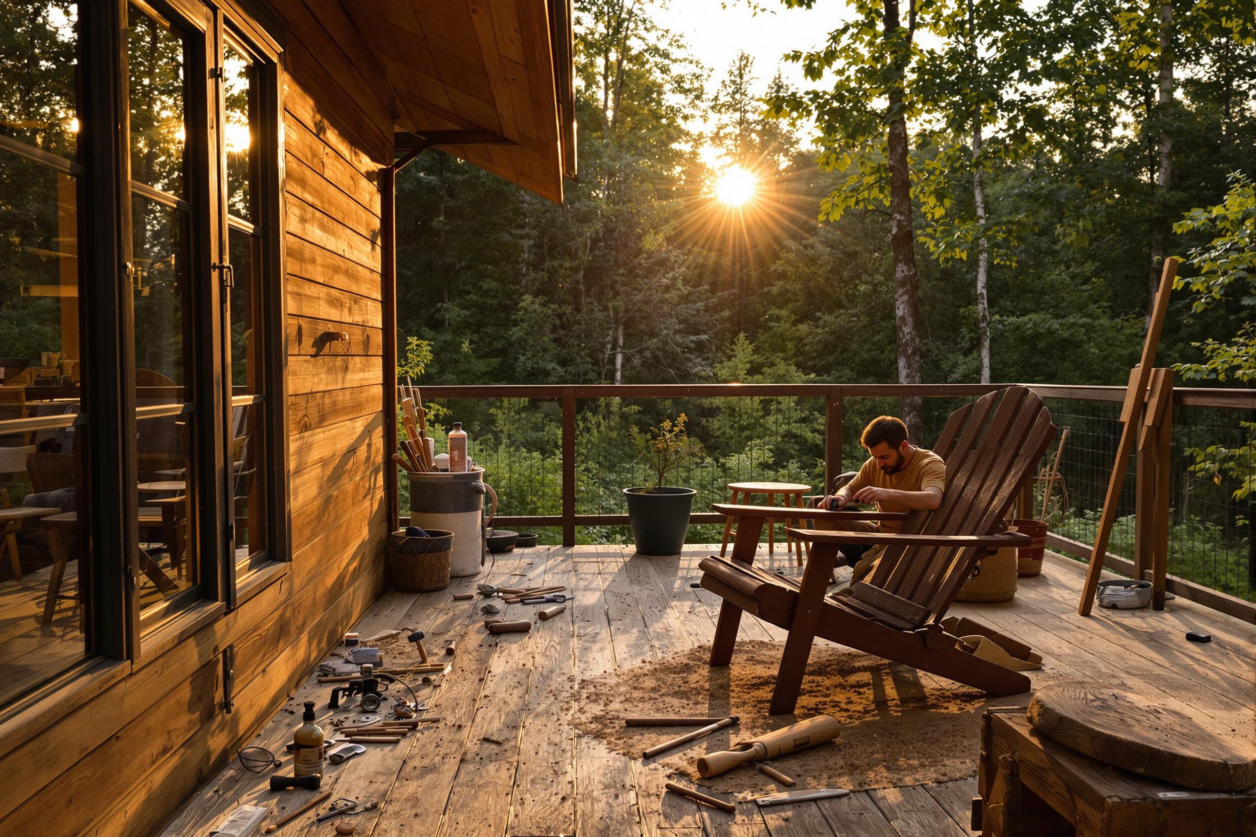 Artisan Sanding Chair Amid Sunset Glow