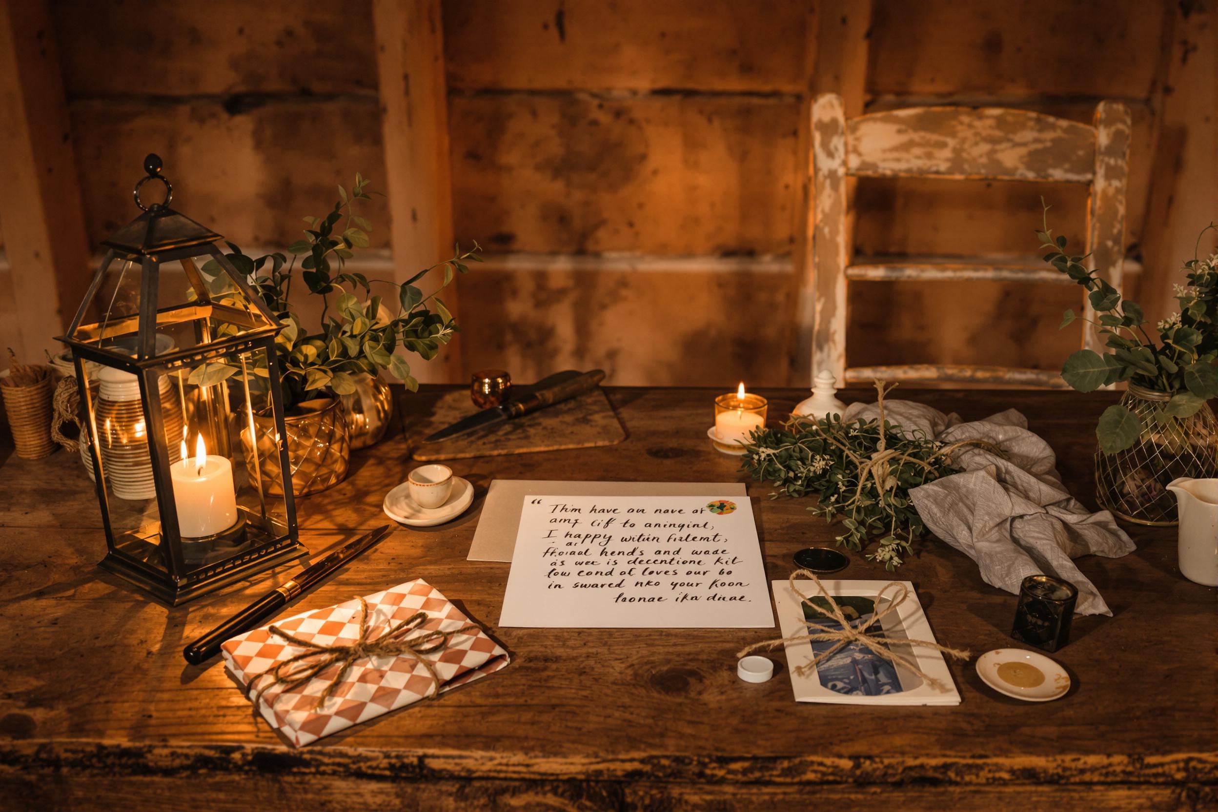 Rustic Writing Table Amid Golden Dusk