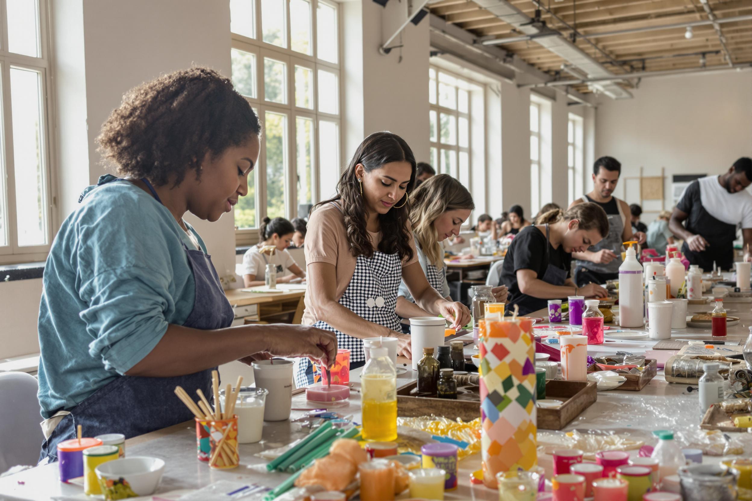 Creative Candle-Making Workshop in a Bright Studio
