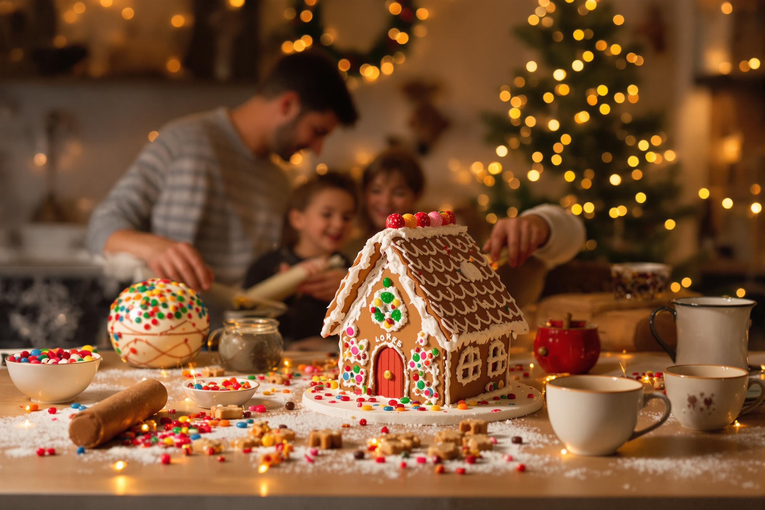 Family Bonding Over Christmas Gingerbread Creations