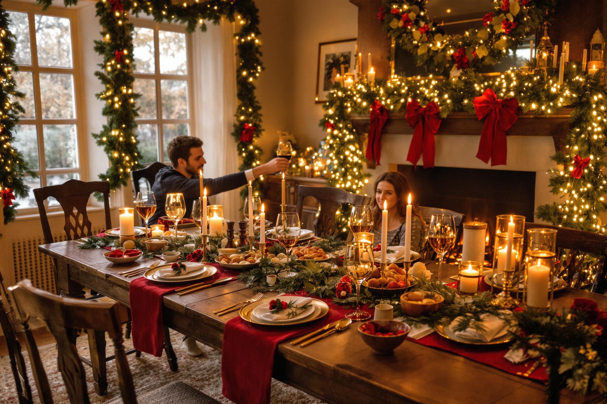 Warm Christmas Feast with Fireside Magic