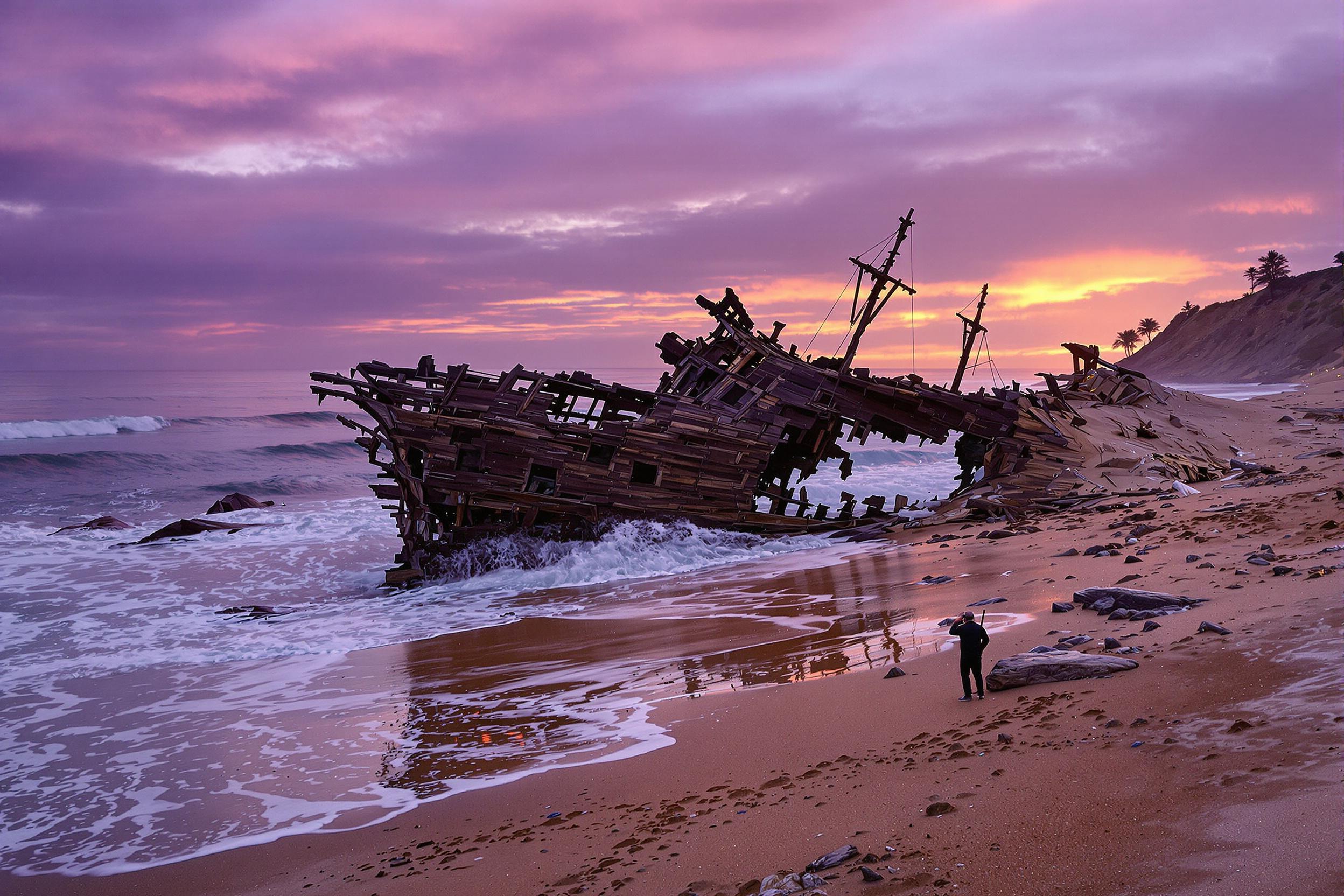 Century-Old Shipwreck Documented at Twilight