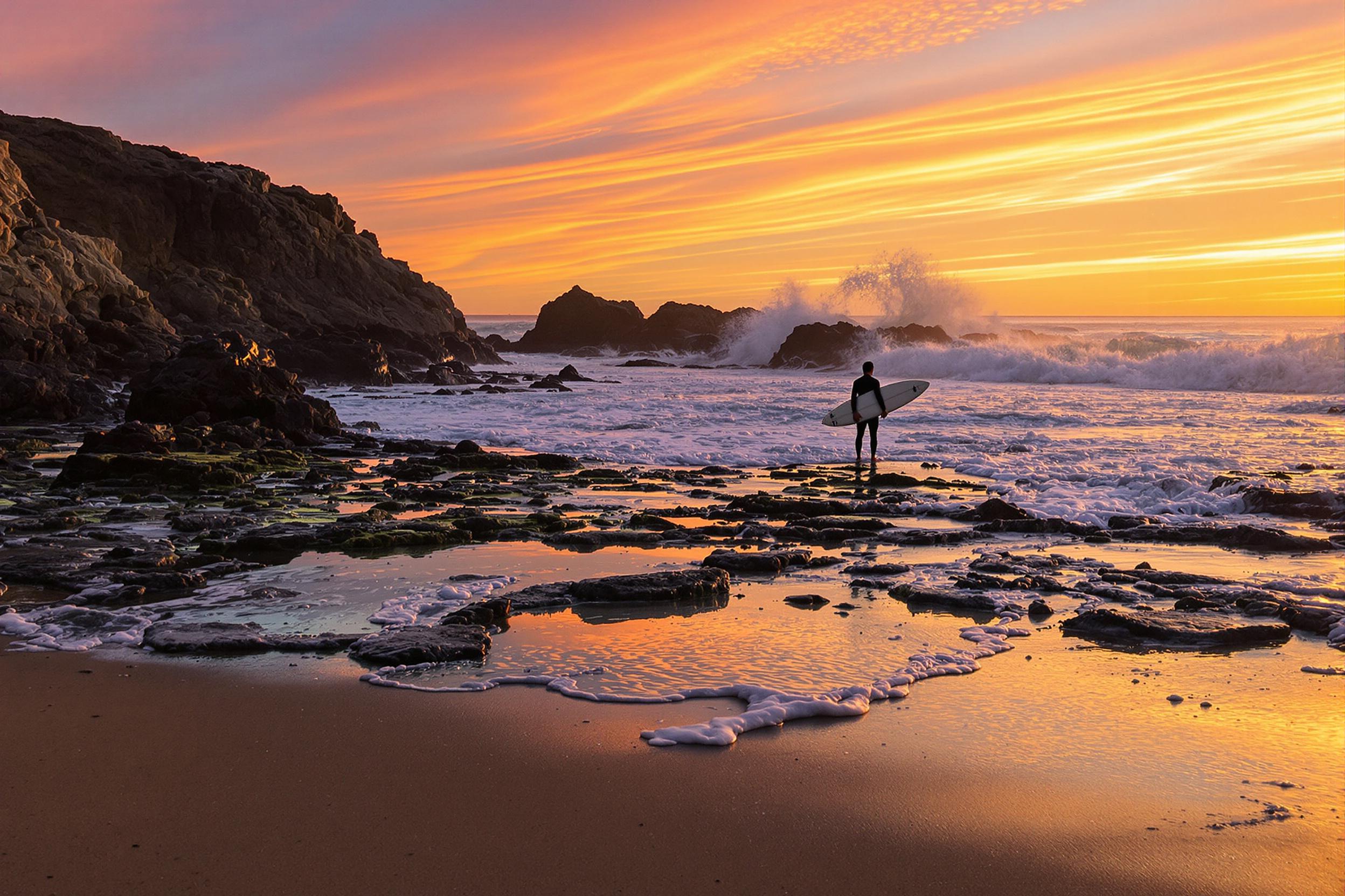 Golden Hour Surfing Reflection