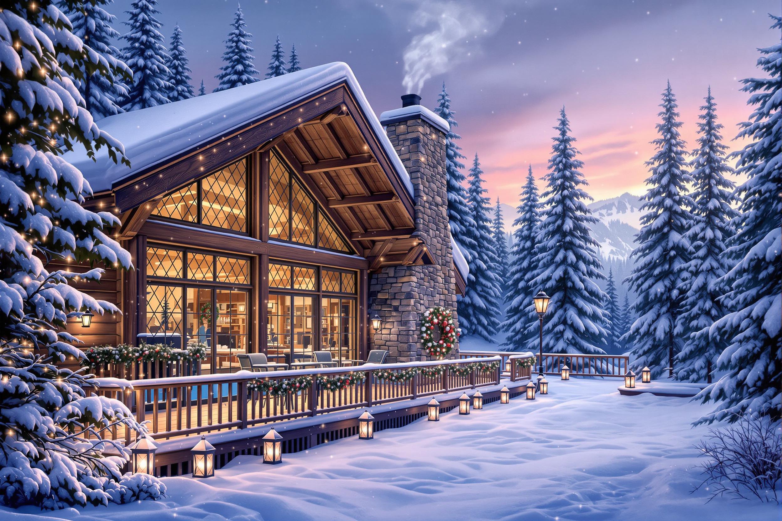 Cozy Alpine Lodge in Wintry Forest