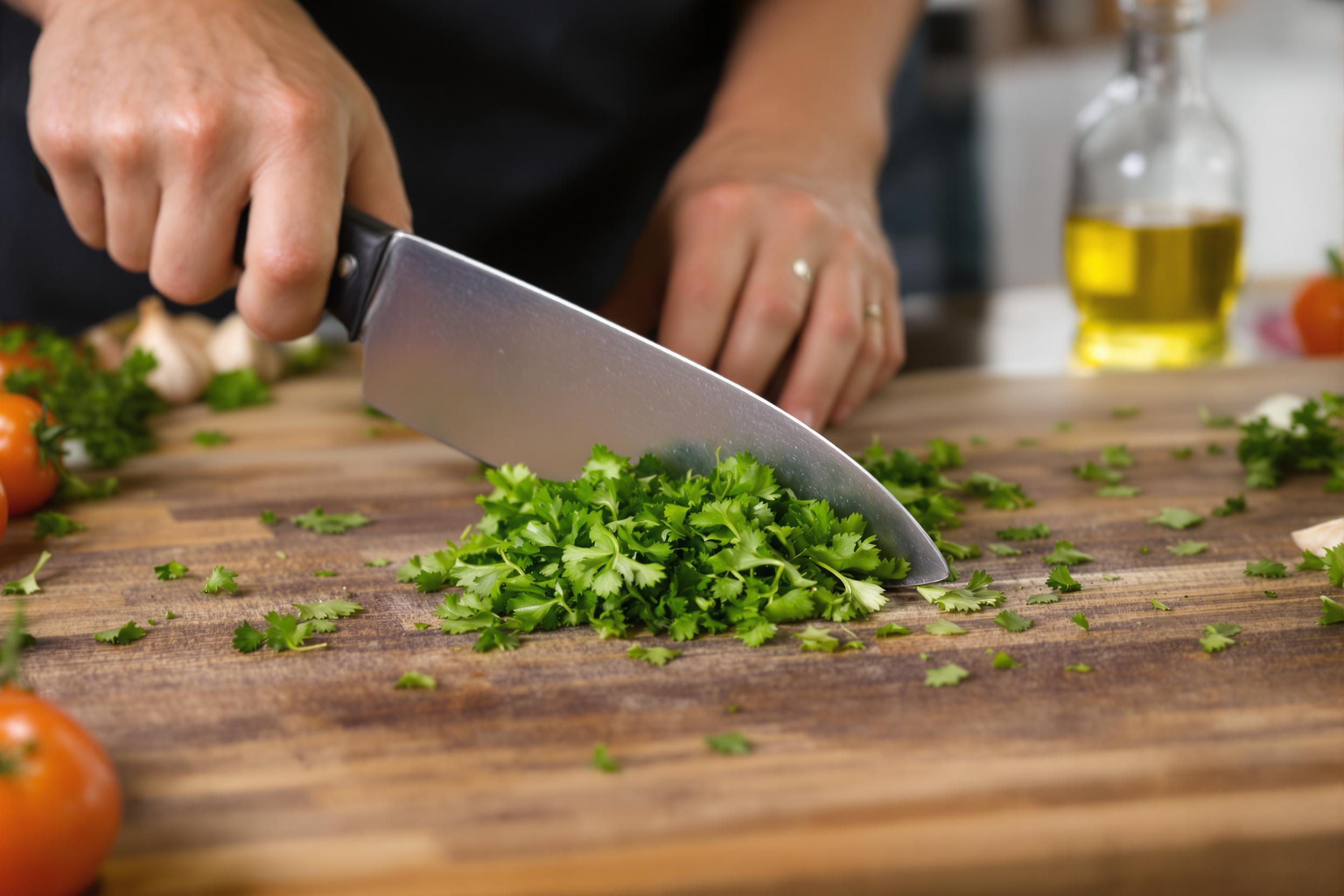 Chef Preparing Fresh Herbs Amid Artisan Cooking