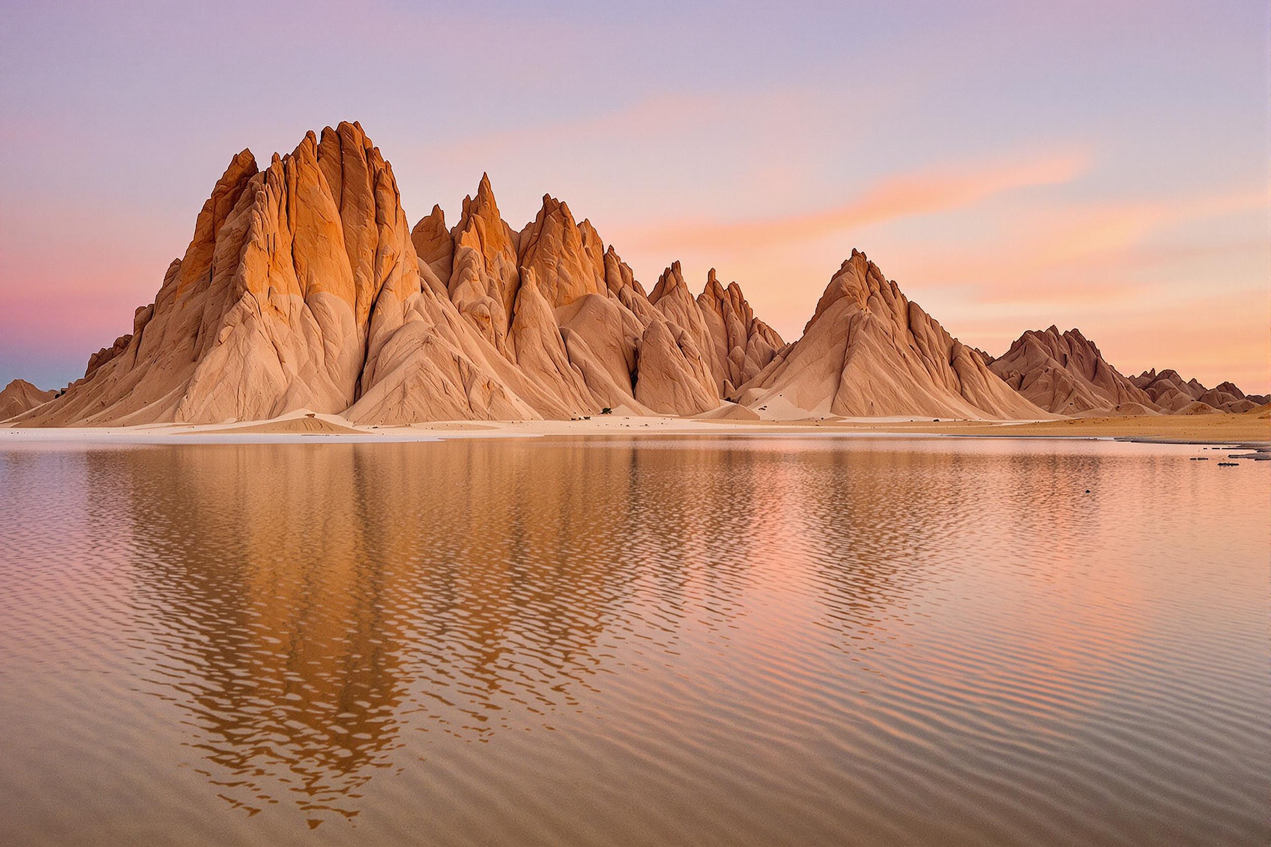 Surreal Desert Dunes Reflected in Mirrored Lake