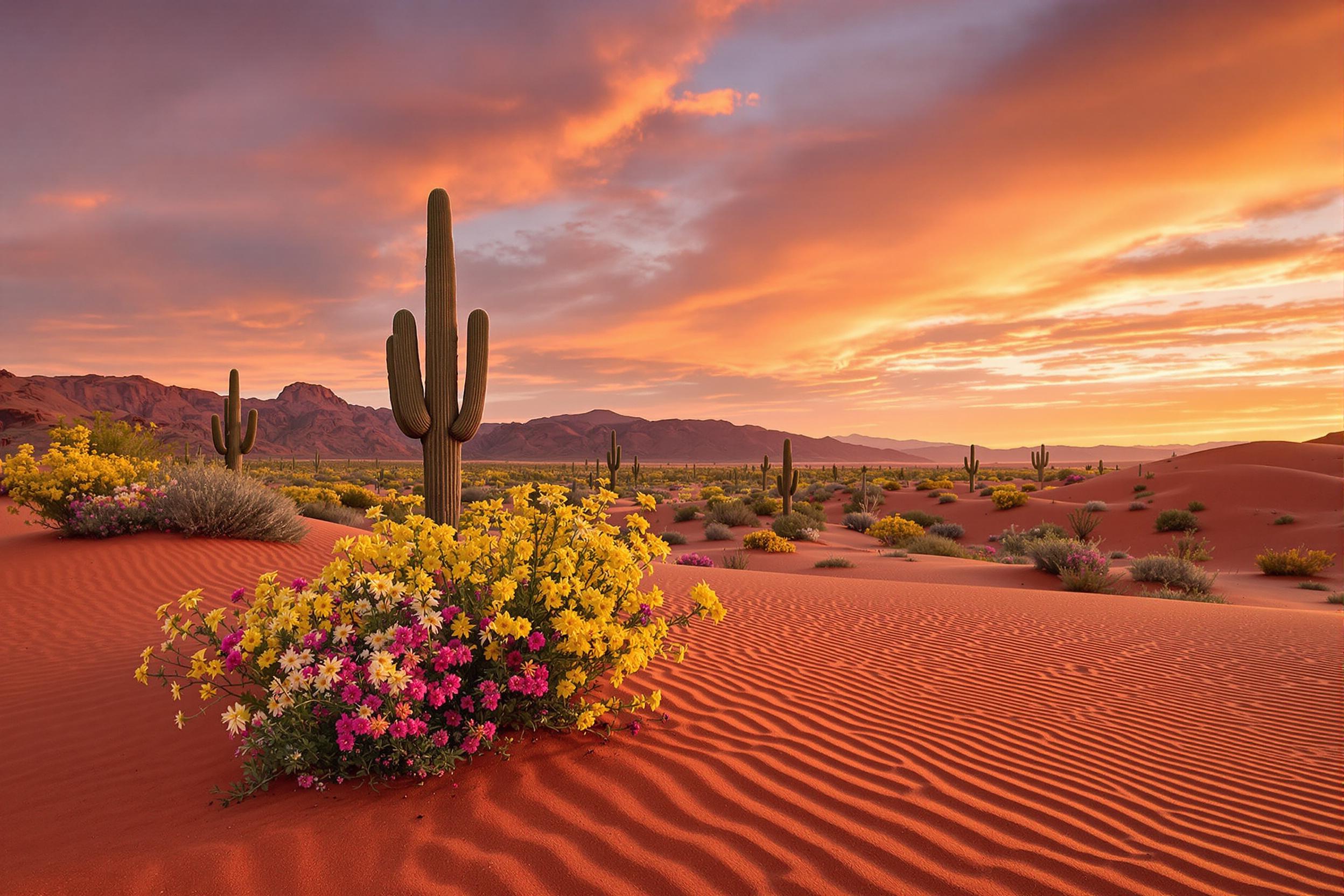 Twilight Wildflower Bloom in Desert