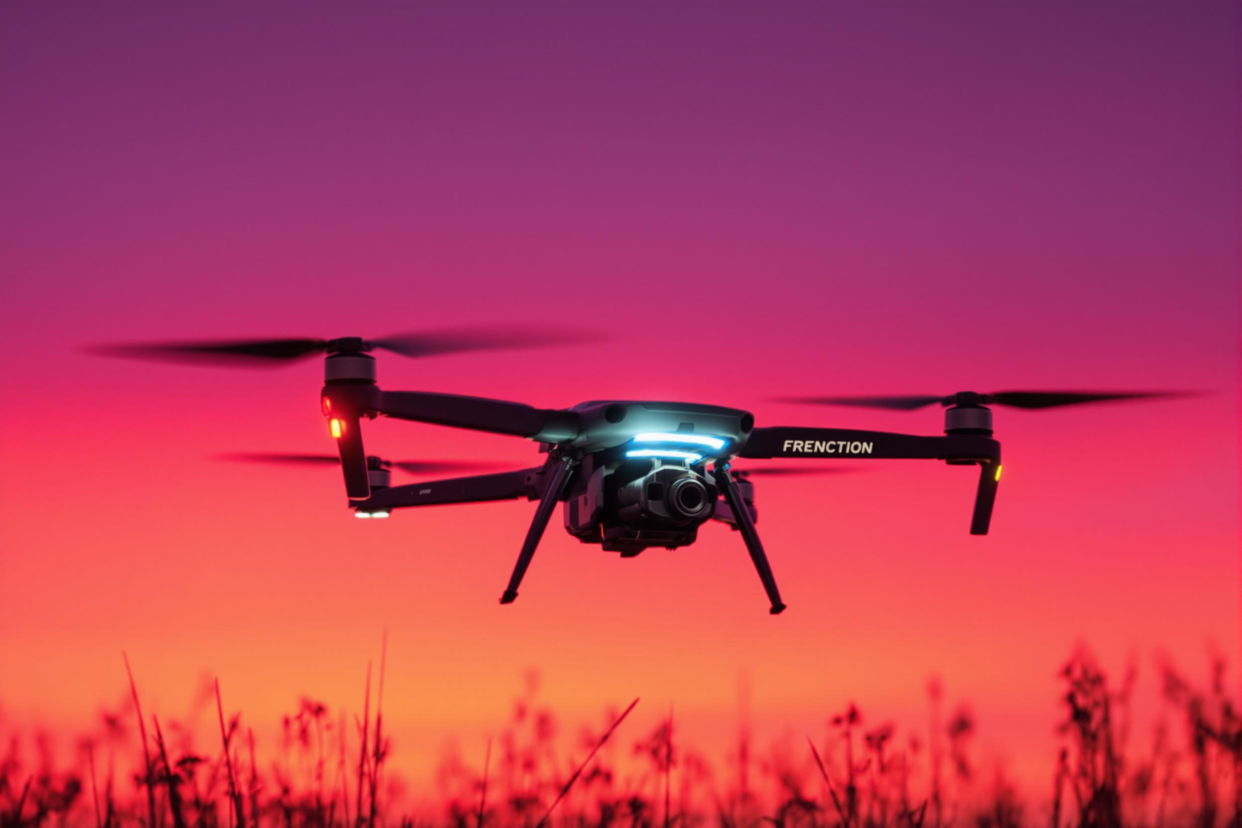 Drone Hovering Against Twilight Skies