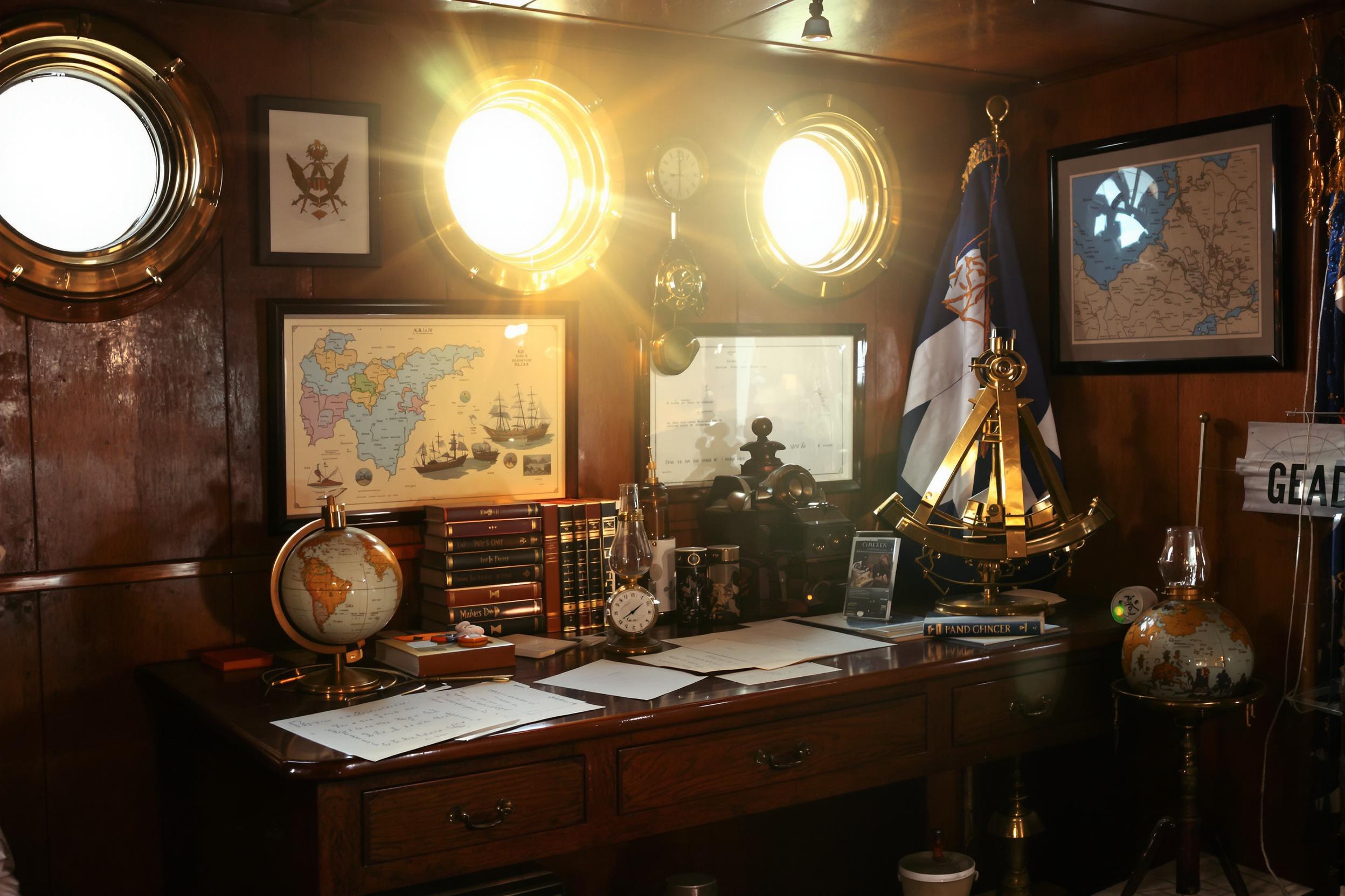 Cozy Early 1900s Captain's Quarters with Maritime Nostalgia