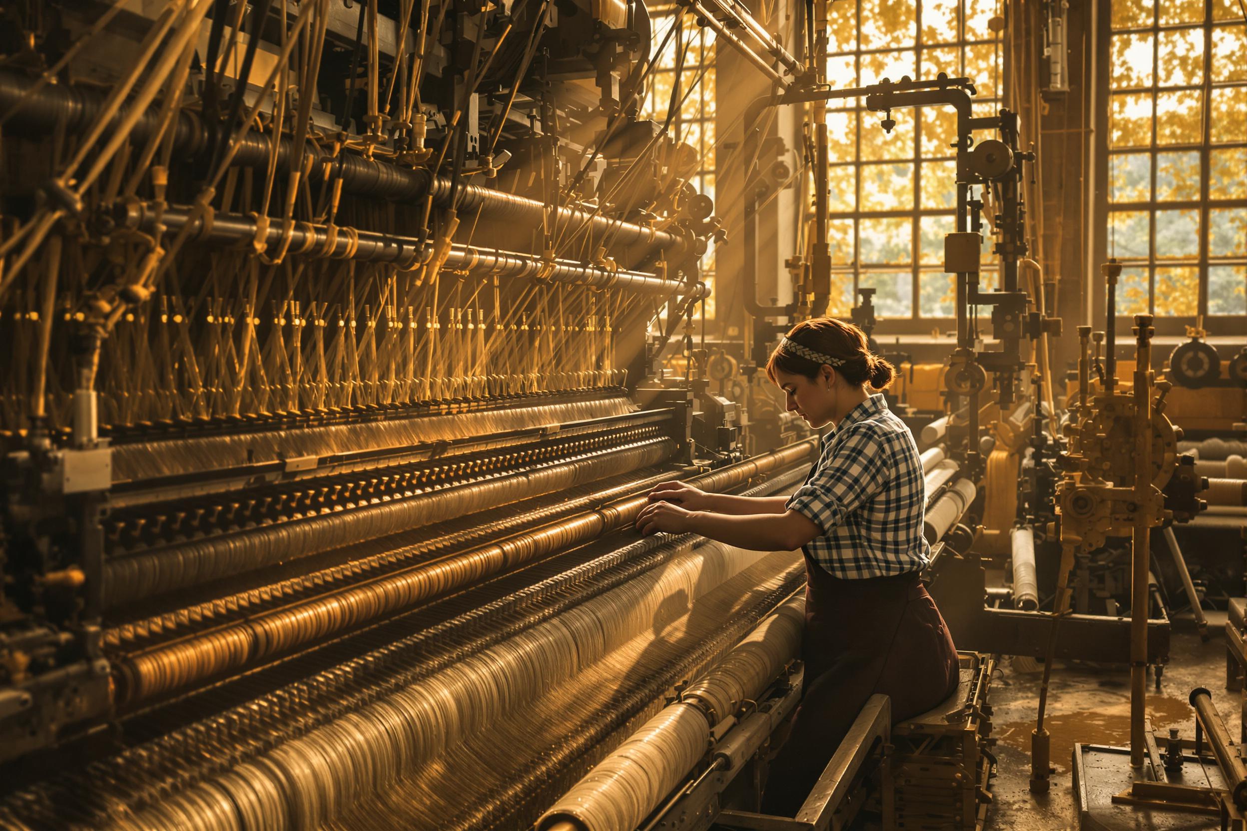 Edwardian Loom Operator in Textile Mill