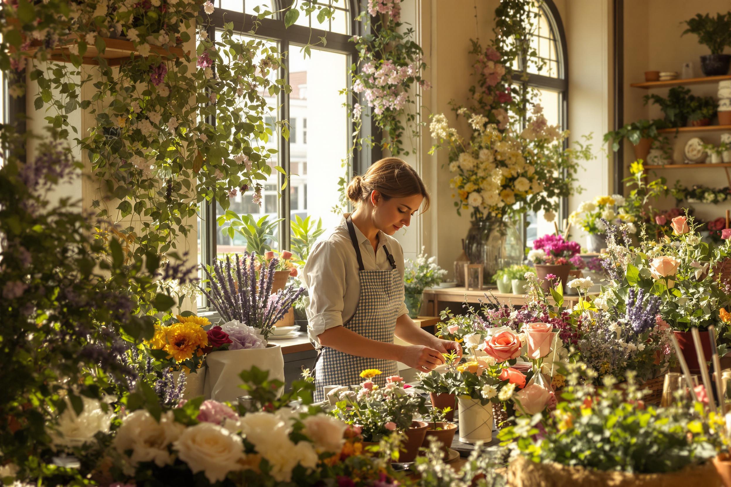 Edwardian Florist Shop Illuminated by Golden Morning Light