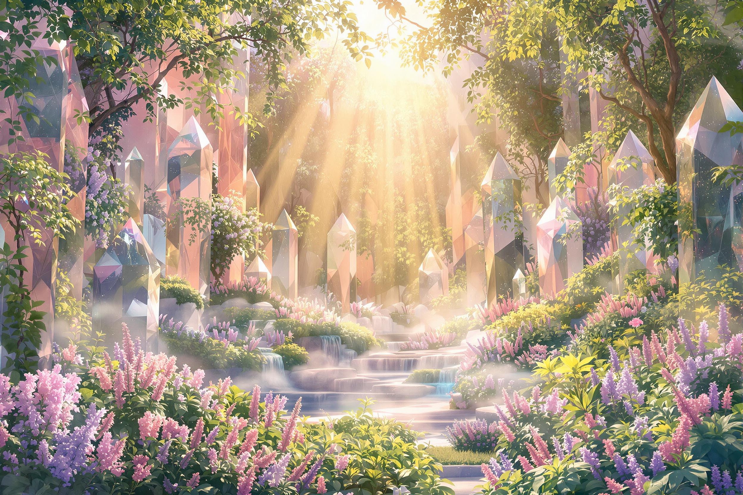 Ethereal Garden Under Crystal Canopy