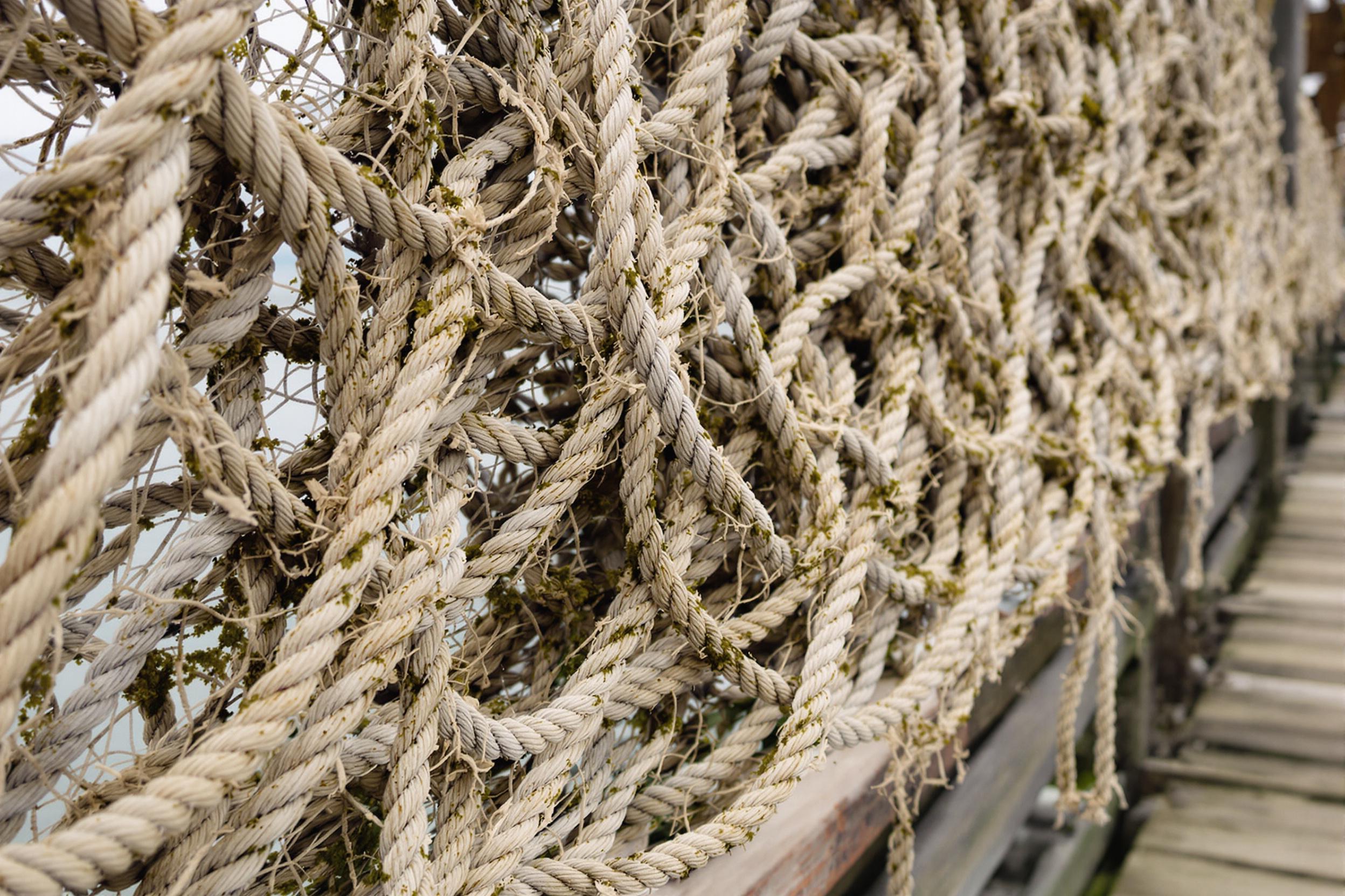 Intricately Knotted Fishing Nets Close-Up