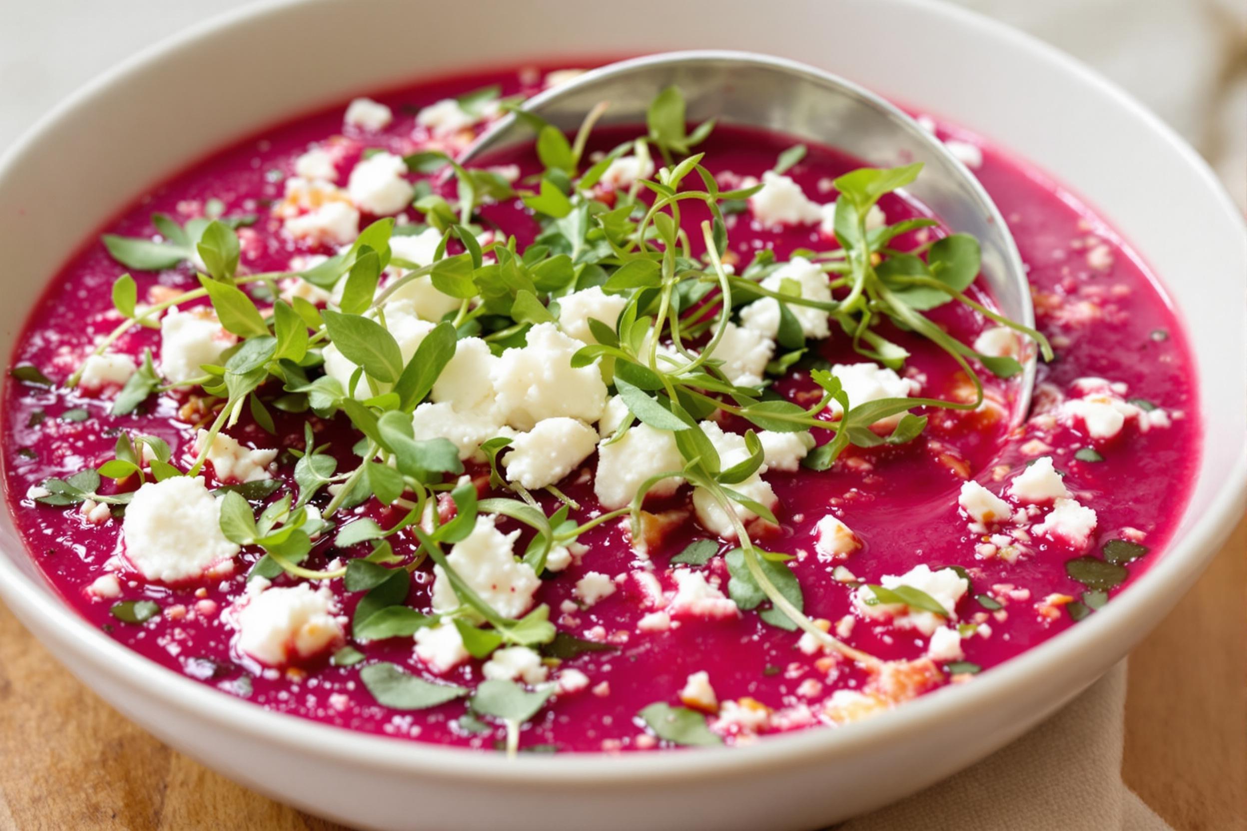 Vibrant Beet Gazpacho with Goat Cheese Crumble