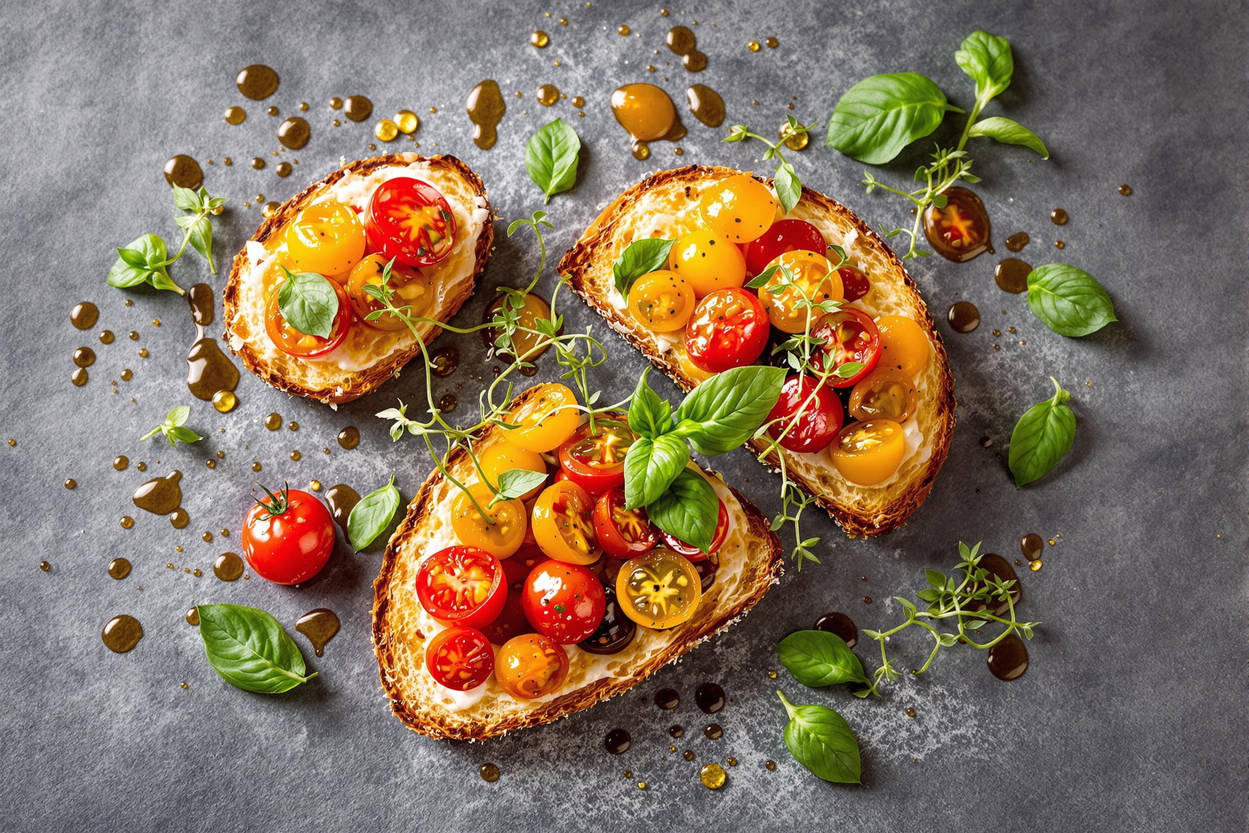 Deconstructed Gourmet Bruschetta on Slate