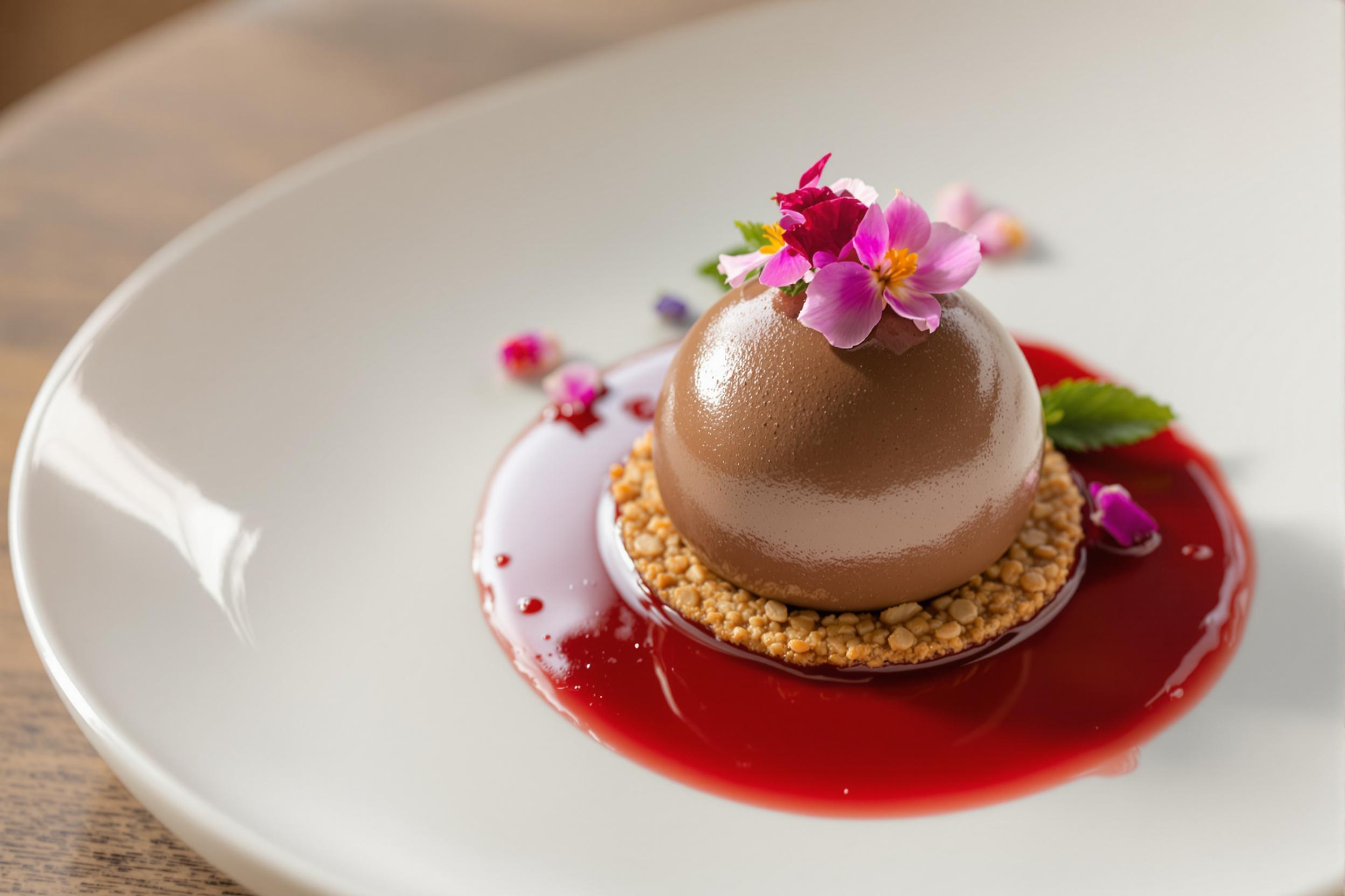 Contemporary Chocolate Mousse Dessert in Minimalist Style