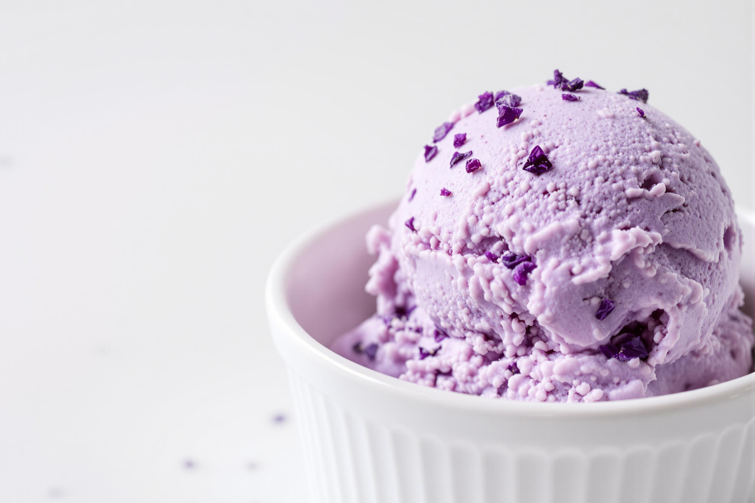 Lavender Ice Cream with Candied Violets