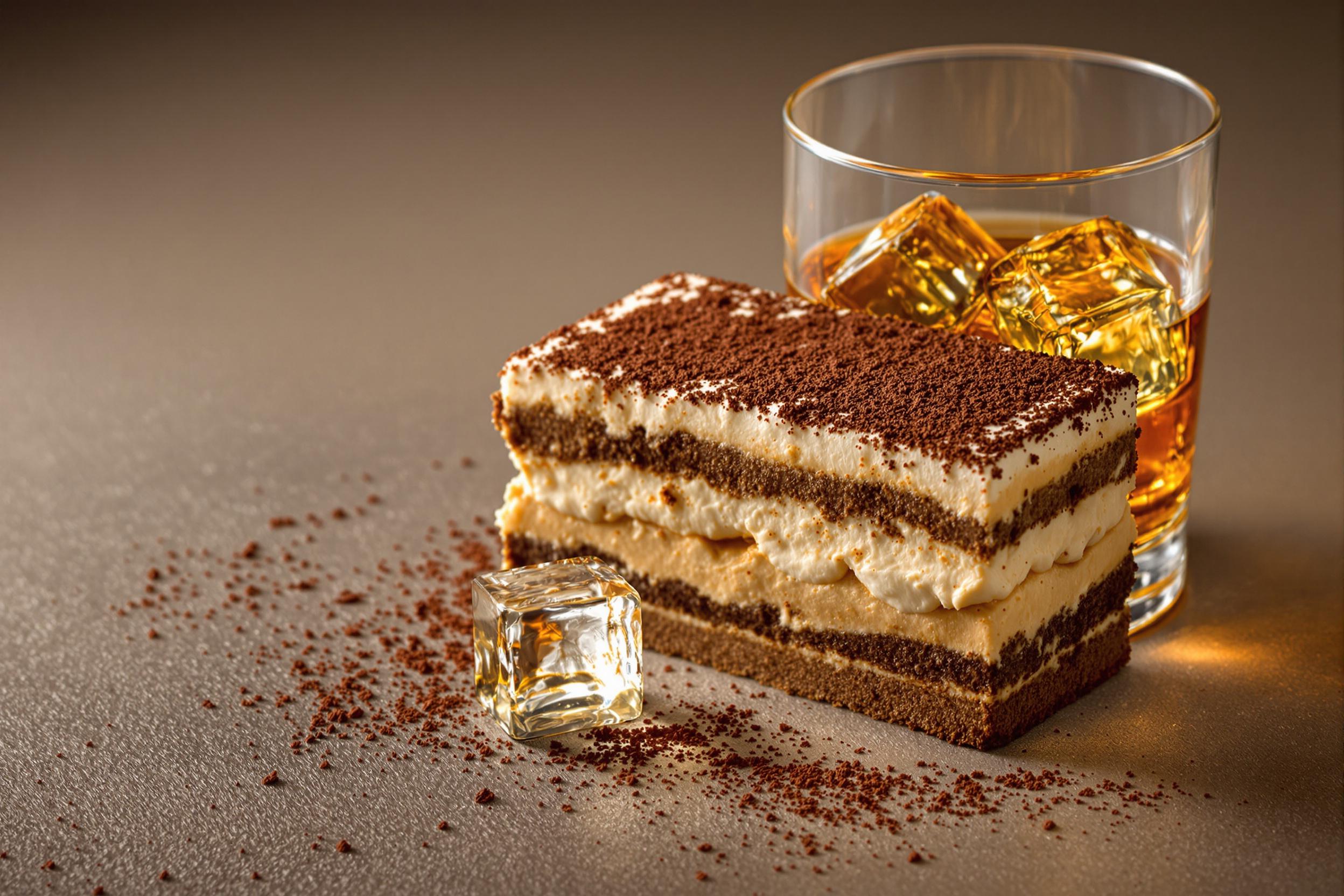 Tiramisu Slice with Whiskey Bourbon Elegance