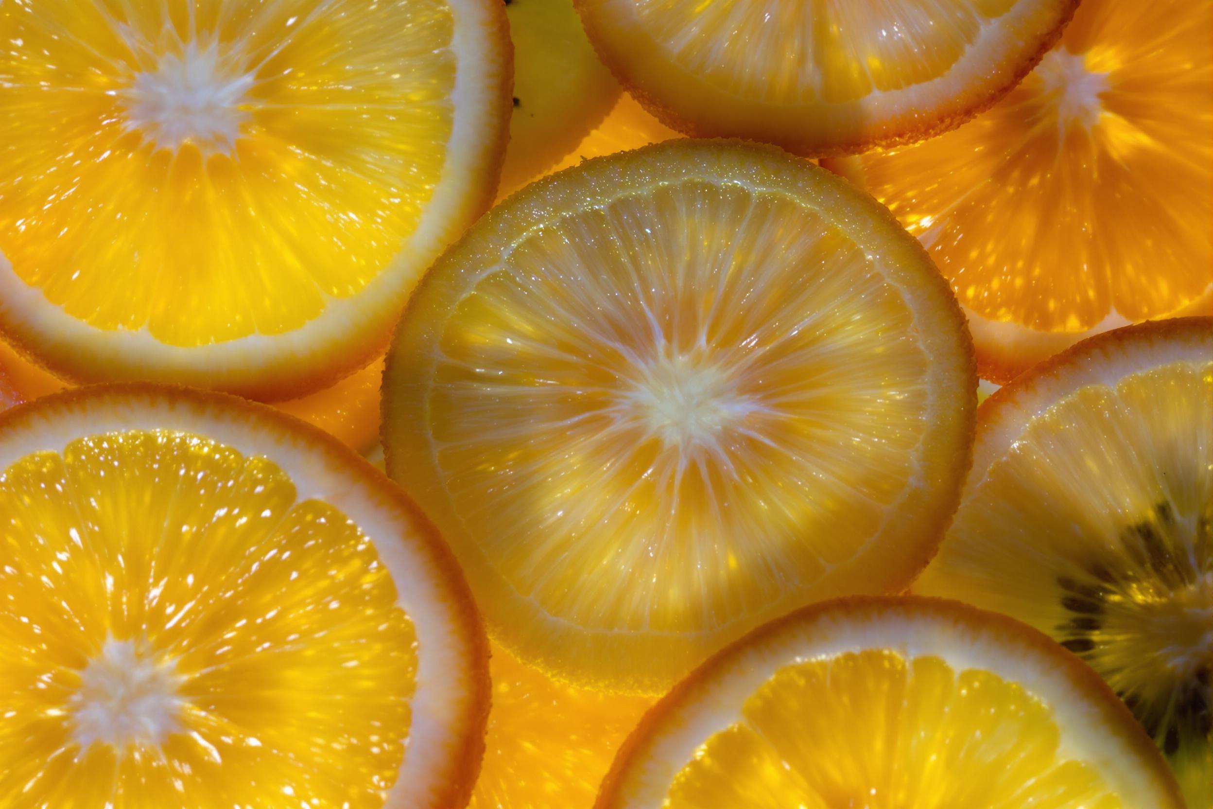 Macro View of Backlit Fruit Slices