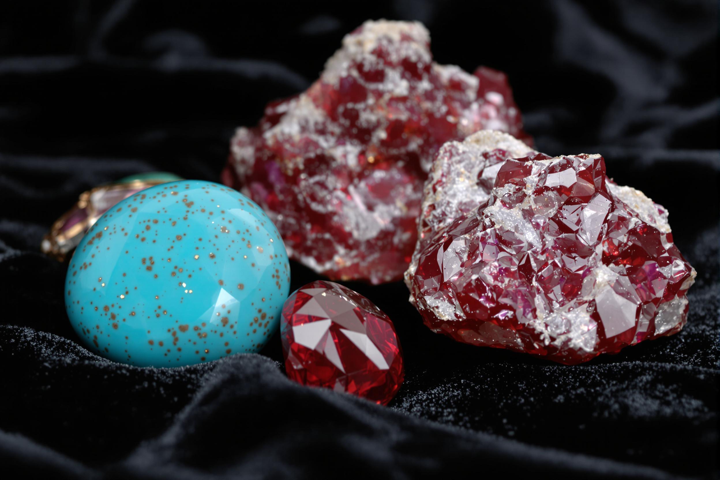 Contrasting Polished Gemstones: Introspection Textures