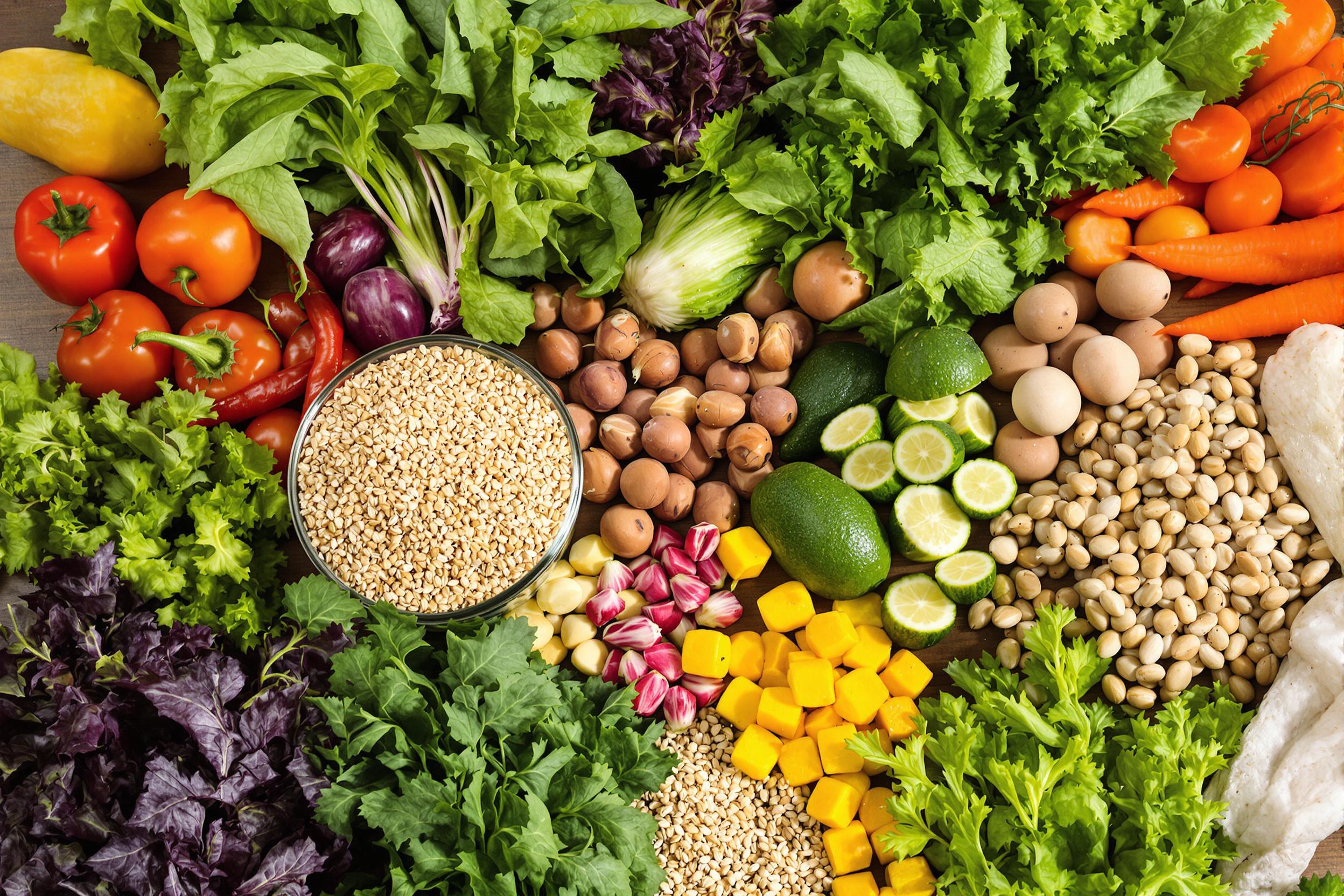 Mindful Meal Prep: Colorful Ingredients on Rustic Kitchen Counter